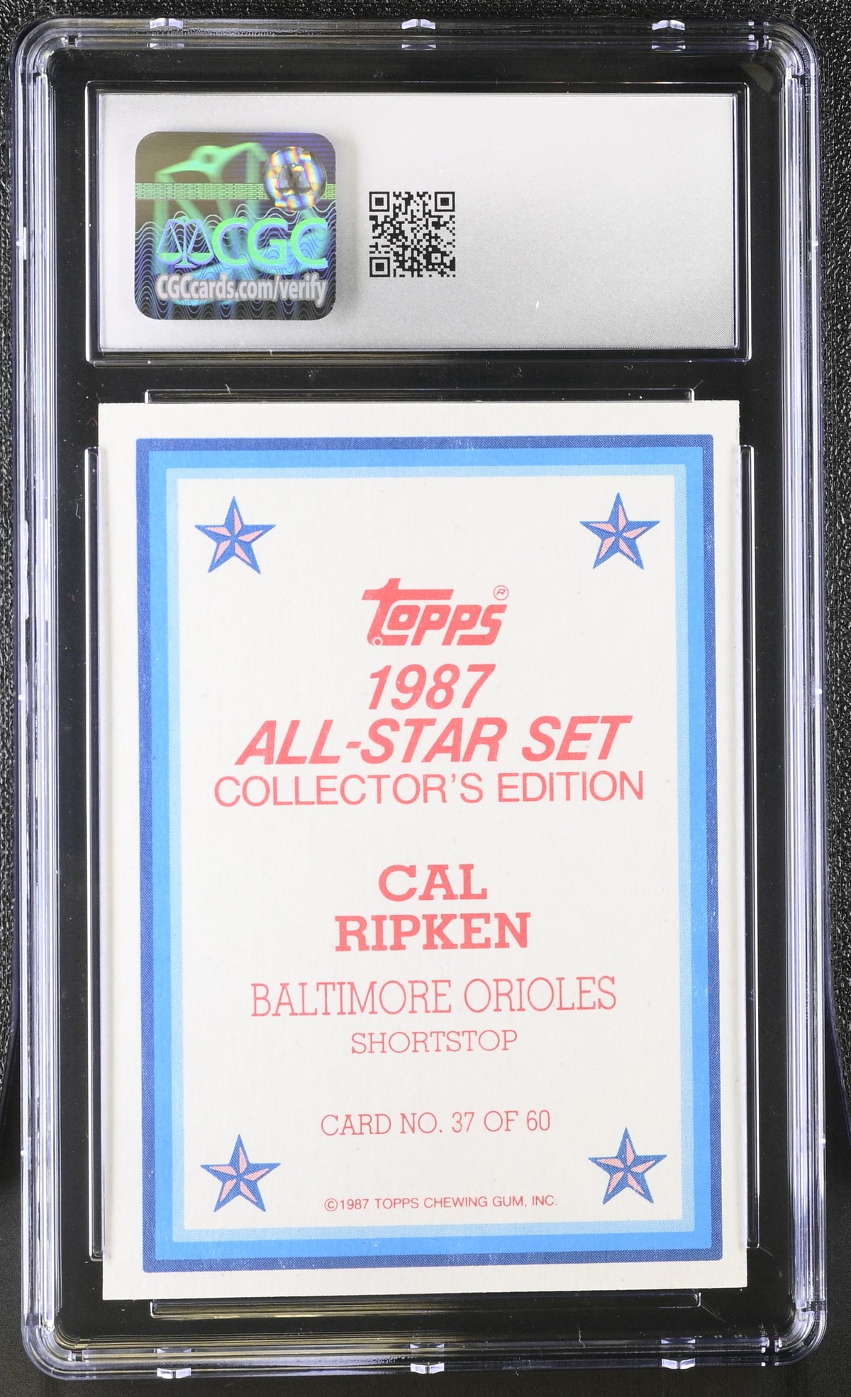 1987 Topps Glossy Send-In's Cal Ripken Jr. #37 CGC 9 Baltimore Orioles