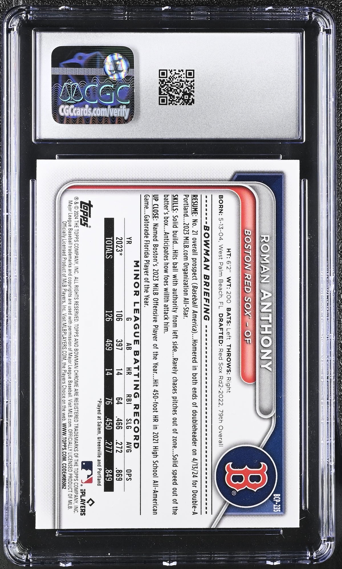 2024 Bowman Chrome Roman Anthony Prospects #BCP-235 CGC 9.5