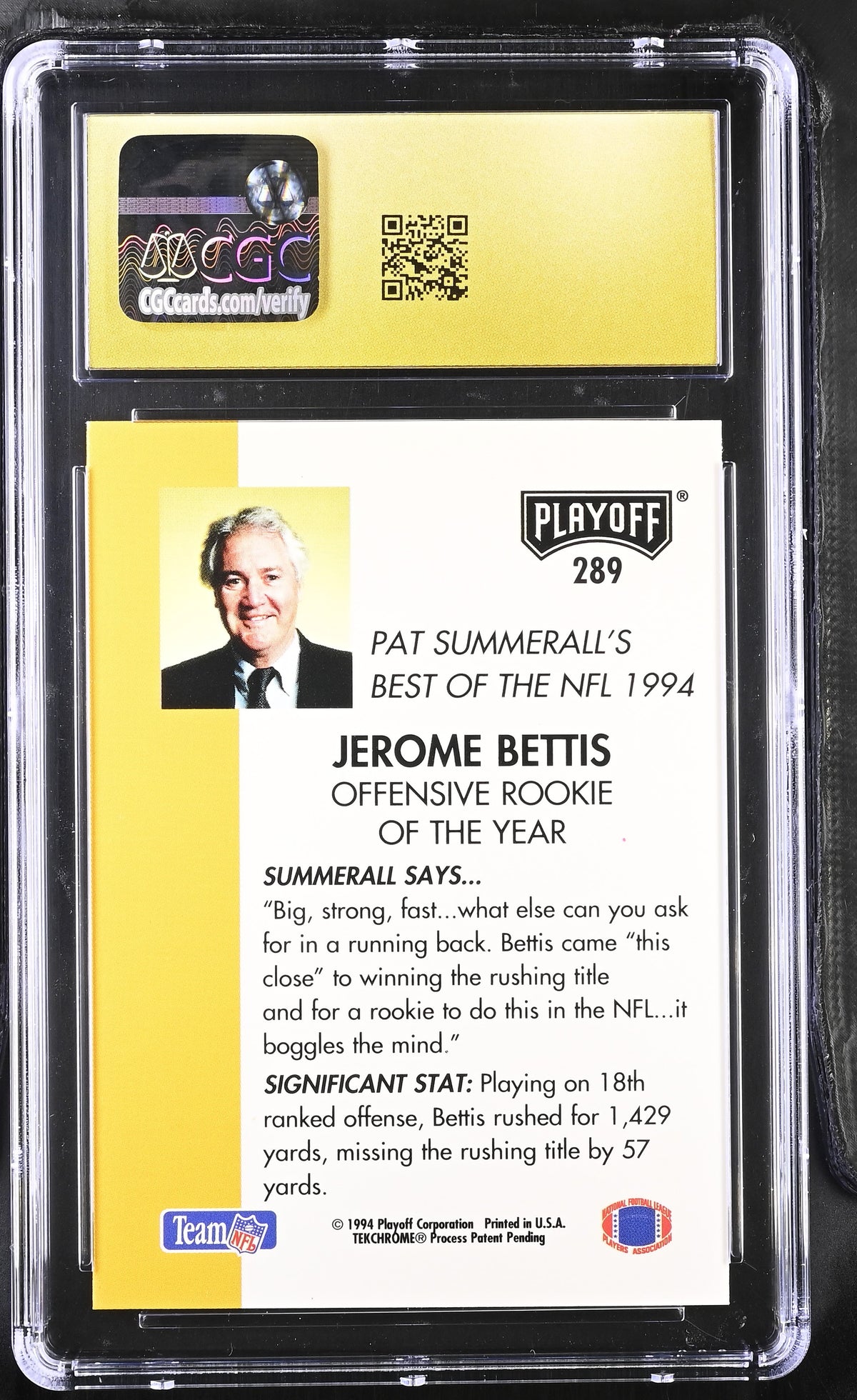 1994 Playoff Jerome Bettis #289 CGC 10 Pristine St. Louis Rams
