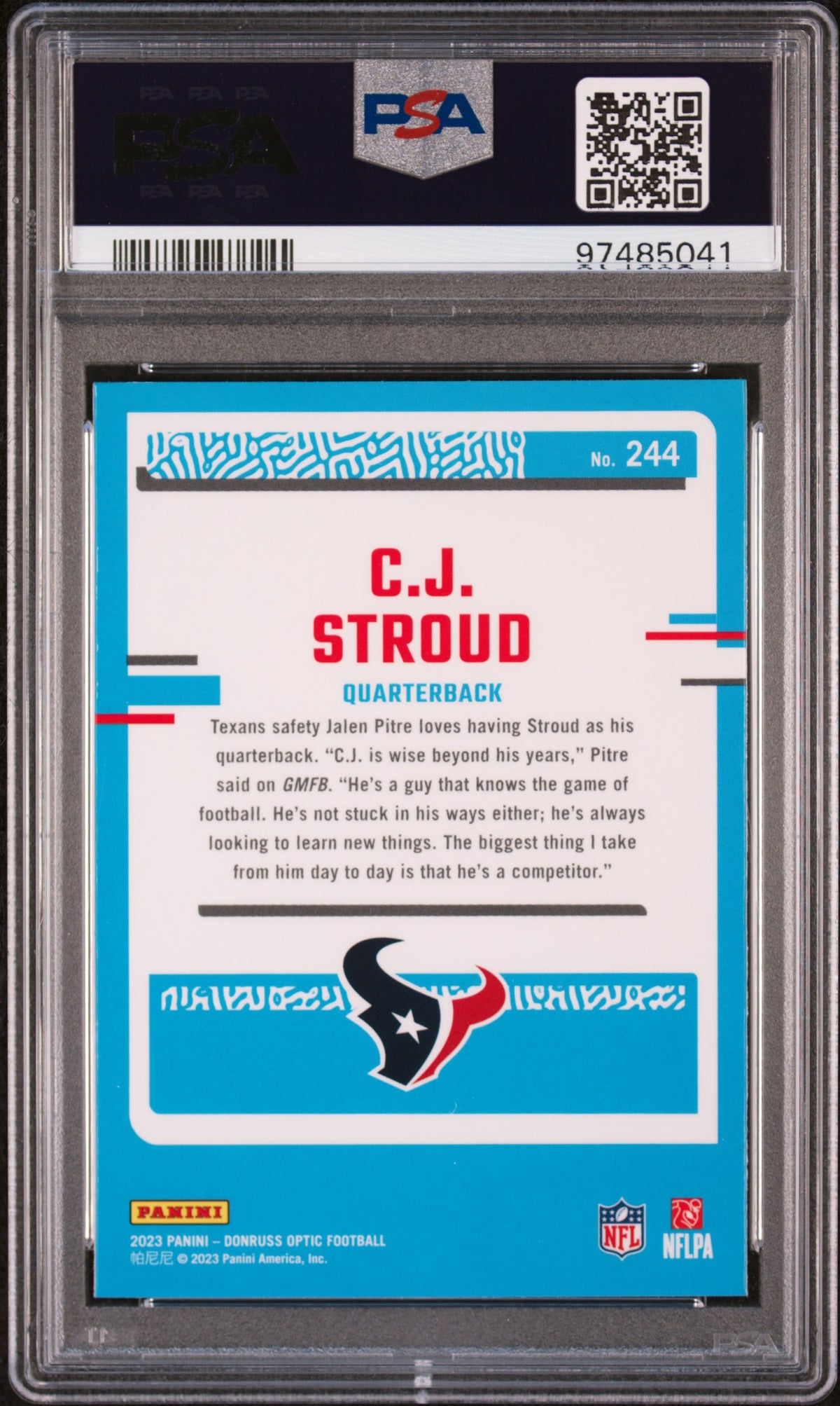 2023 Panini Donruss Optic CJ Stroud Rookie #244 PSA 10 Houston Texans