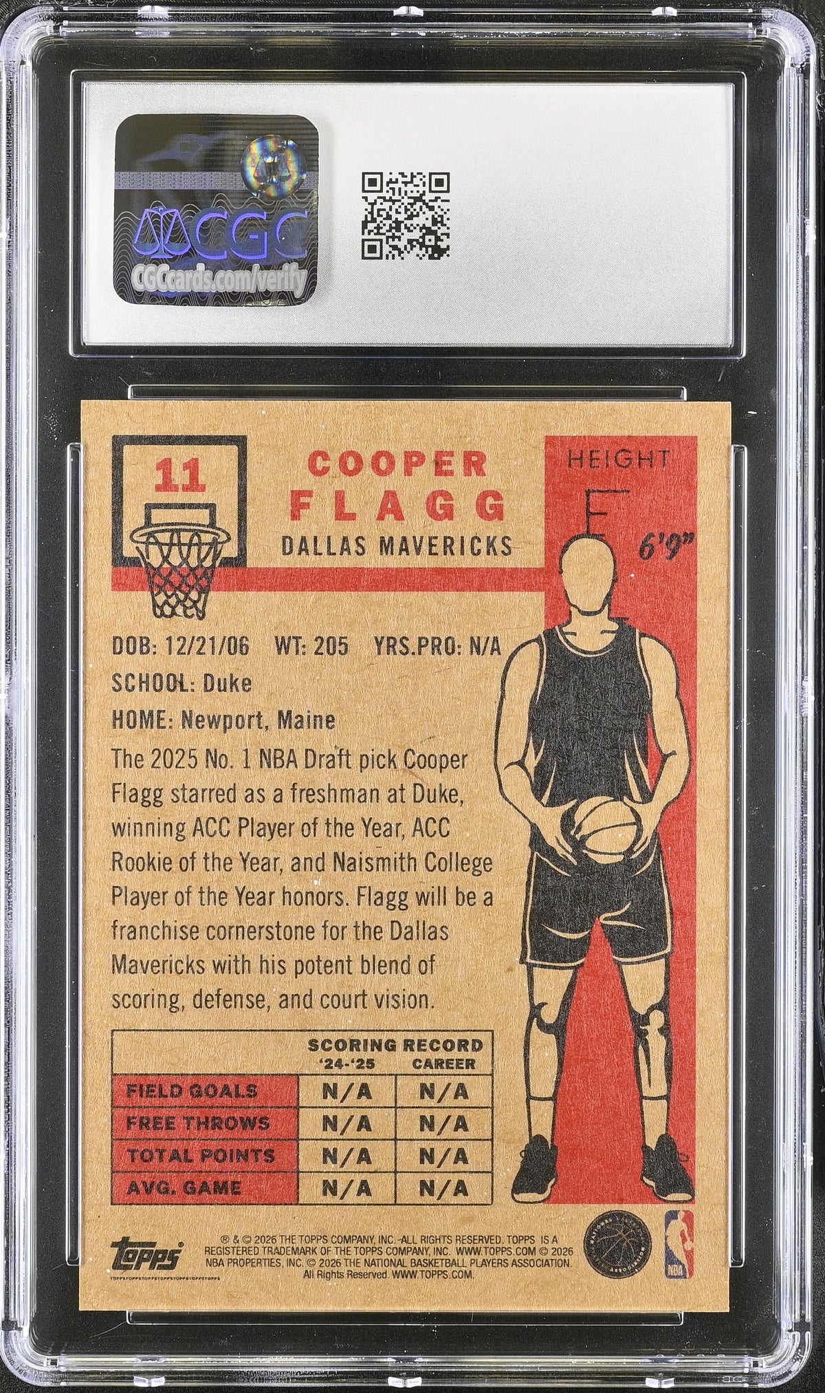 2025-26 Topps Living Set Cooper Flagg #11 CGC 10 Dallas Mavericks