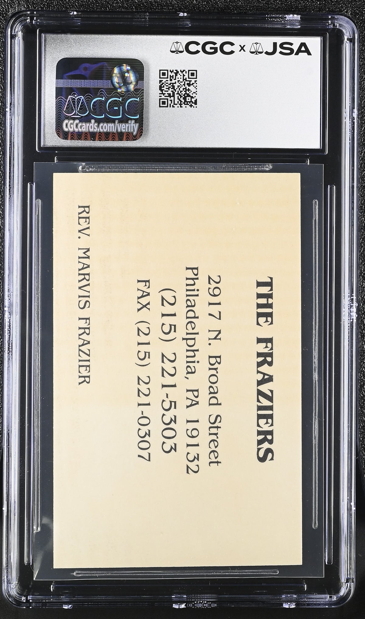 c.1970s Joe Frazier's Gym Marvis Frazier/Joe Frazier Auto CGC Authentic JSA