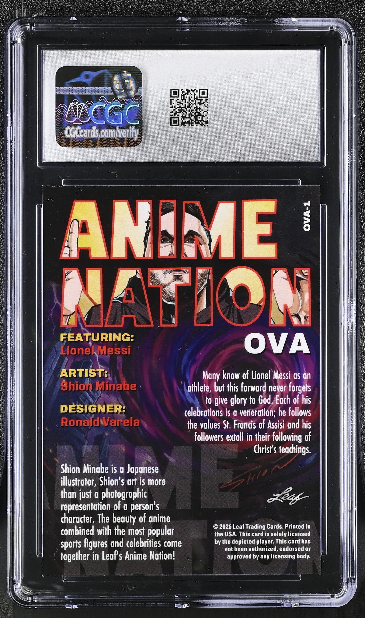 2026 Leaf Anime Nation Ova Lionel Messi #OVA-1 CGC 10