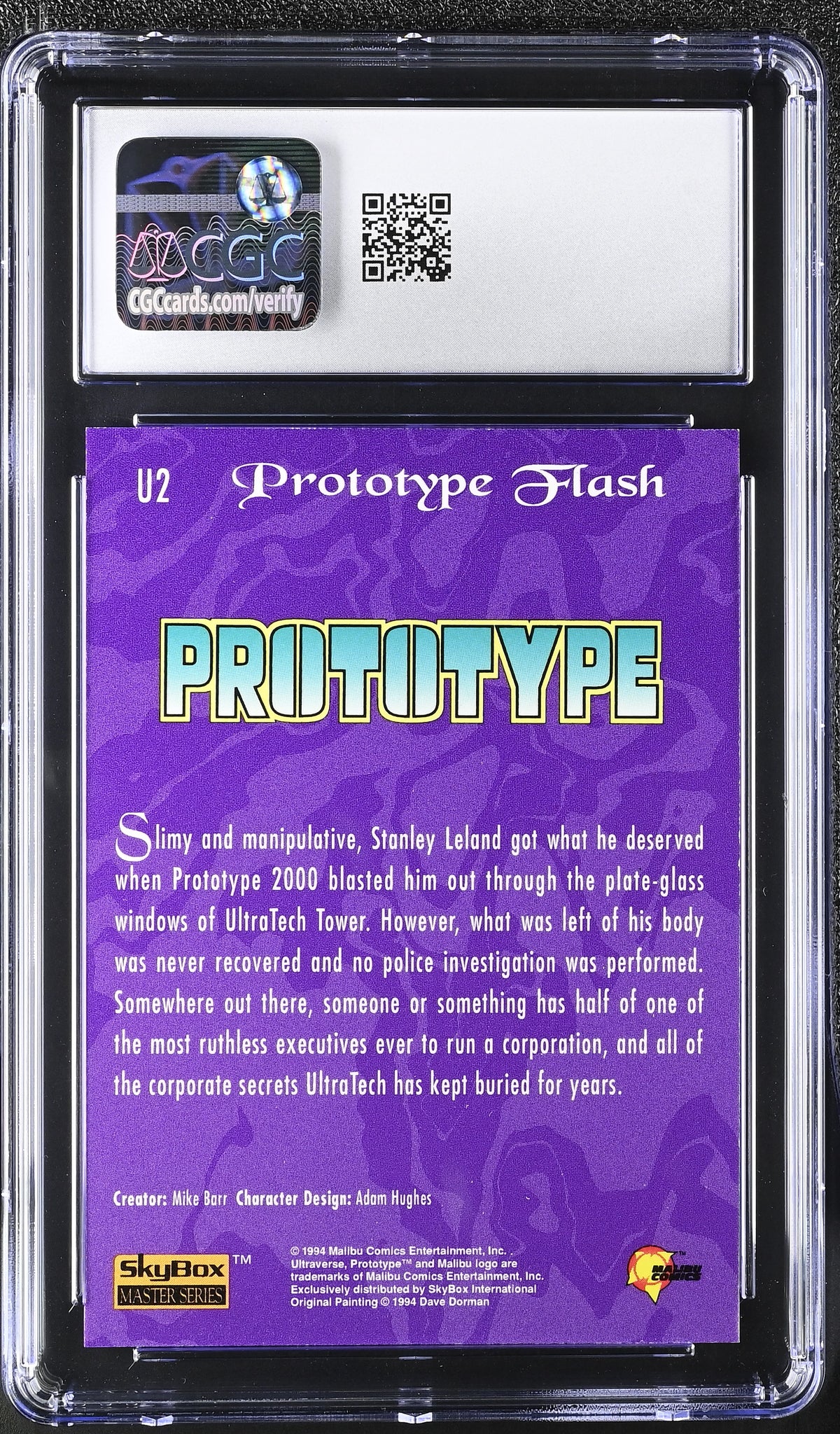 1994 Skybox Ultraverse Master Series Prototype Flash UltraFlash Foil #U2 CGC 9.5