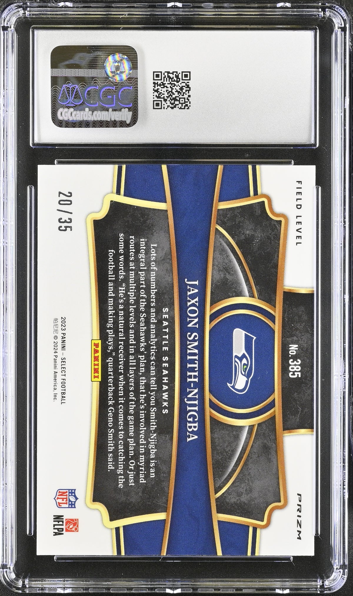 2023 Panini Select Jaxon Smith-Njigba White /35 Rookie #385 CGC 9.5 Seahawks