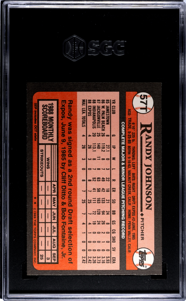 1989 Topps Traded Randy Johnson #57T SGC 8.5