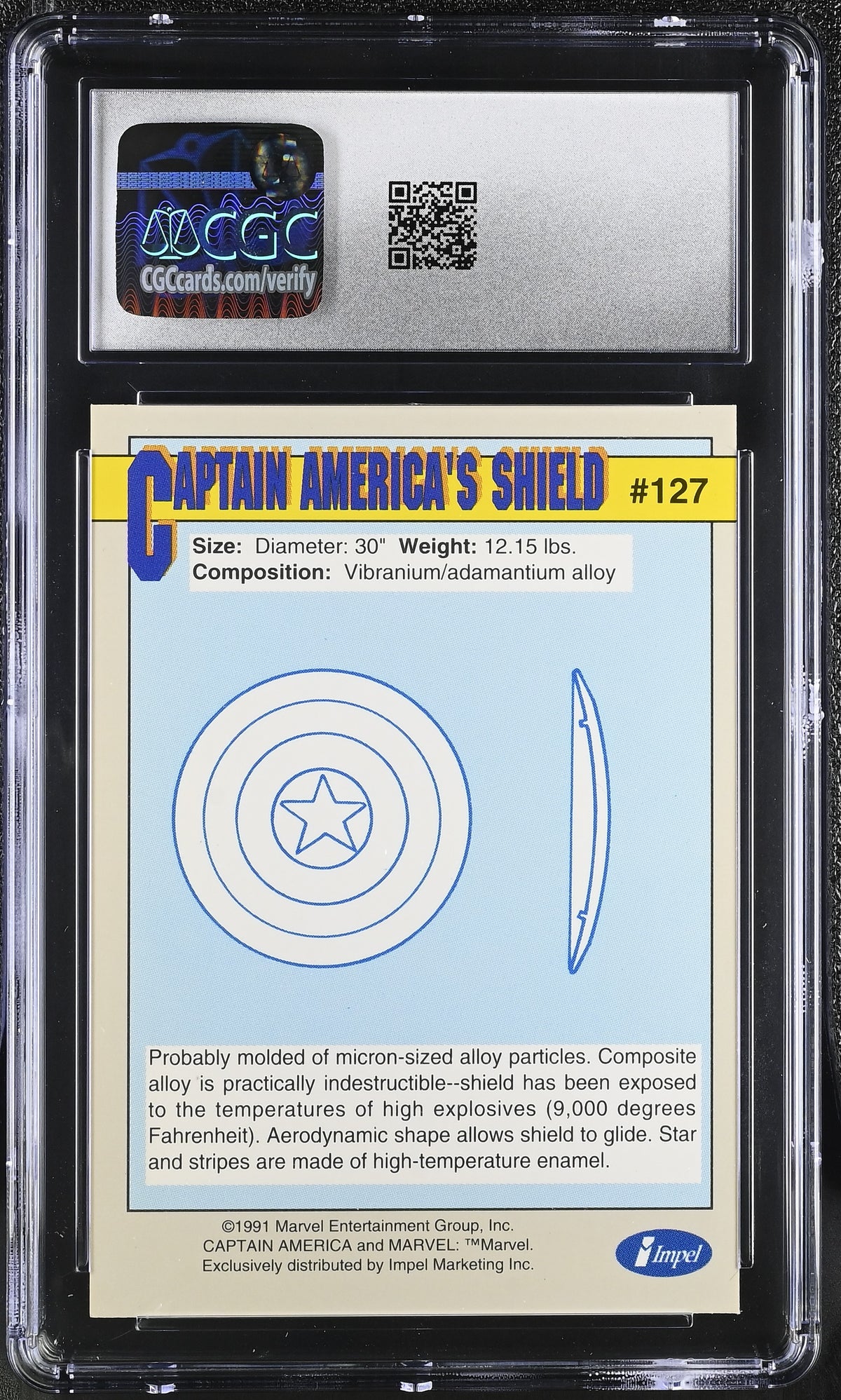1991 Impel Marvel Universe Series II Captain America's Shield #127 CGC 9.5