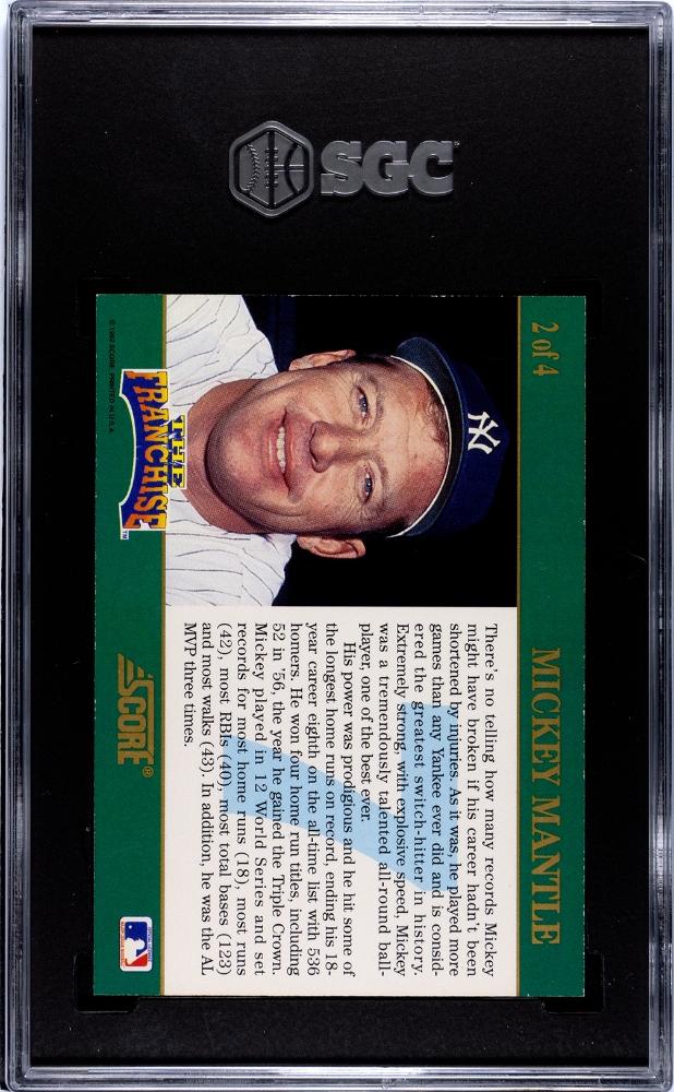 1992 Score Mickey Mantle #2 The Franchise SGC 7