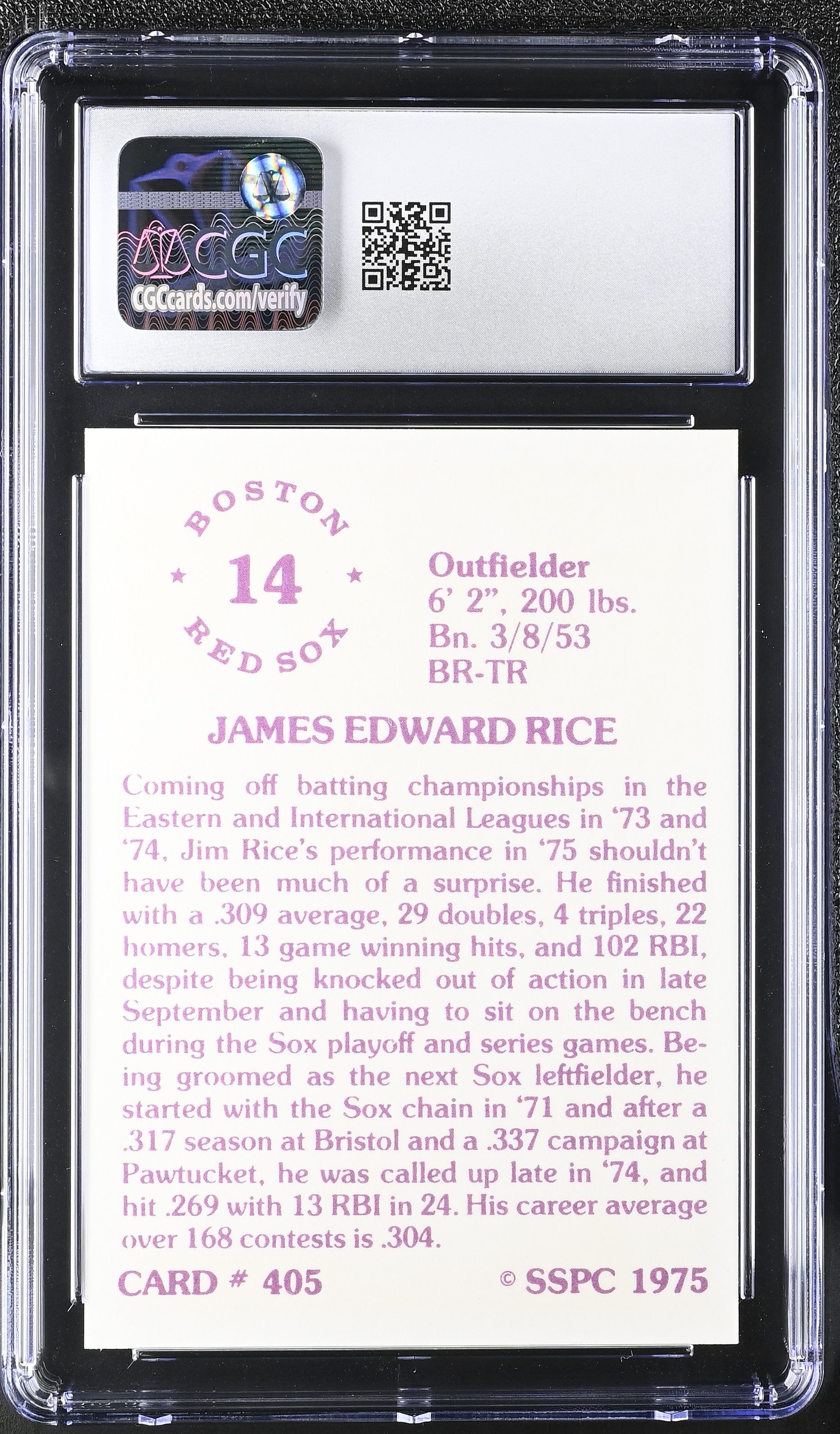 1976 Sspc Jim Rice #405 CGC 9