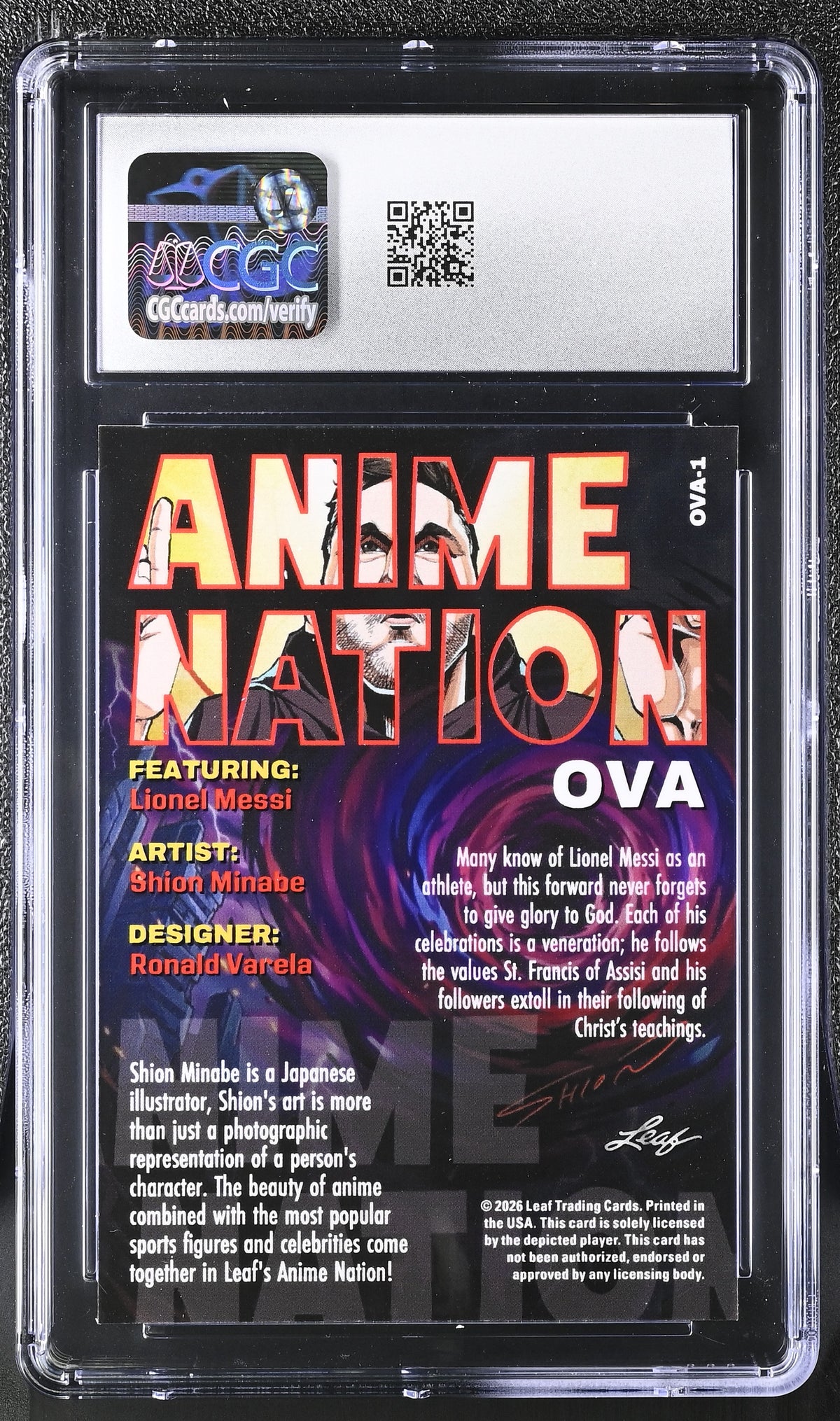 2026 Leaf Anime Nation Ova Lionel Messi #OVA-1 CGC 10