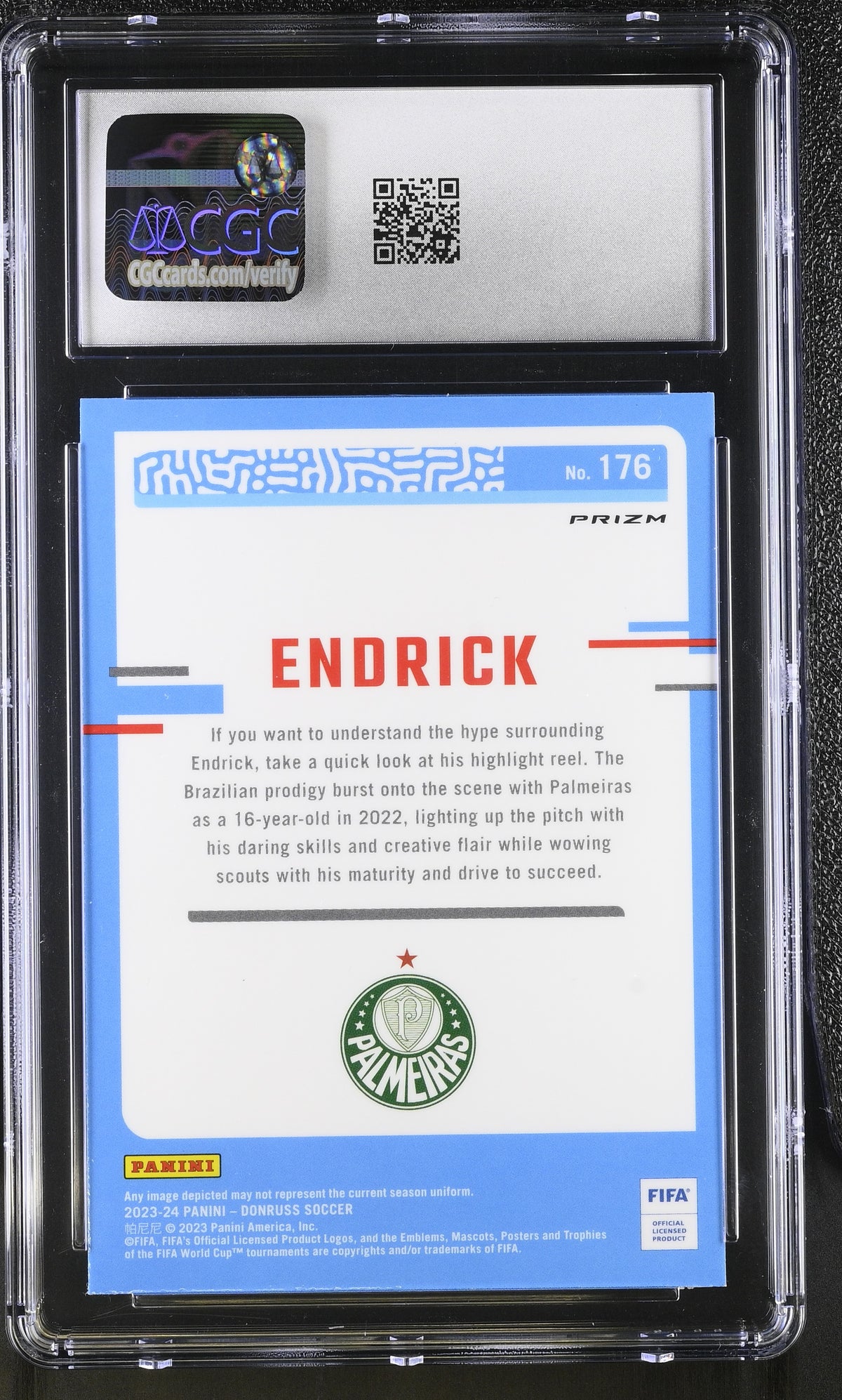 2023-24 Donruss Endrick Holo Rookie Optic #176 CGC 10 Palmeiras