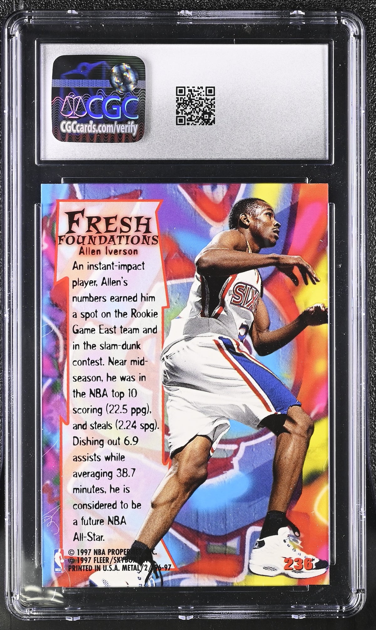 1996-97 Fleer Metal Allen Iverson Rookie #236 CGC 10 Philadelphia 76ers