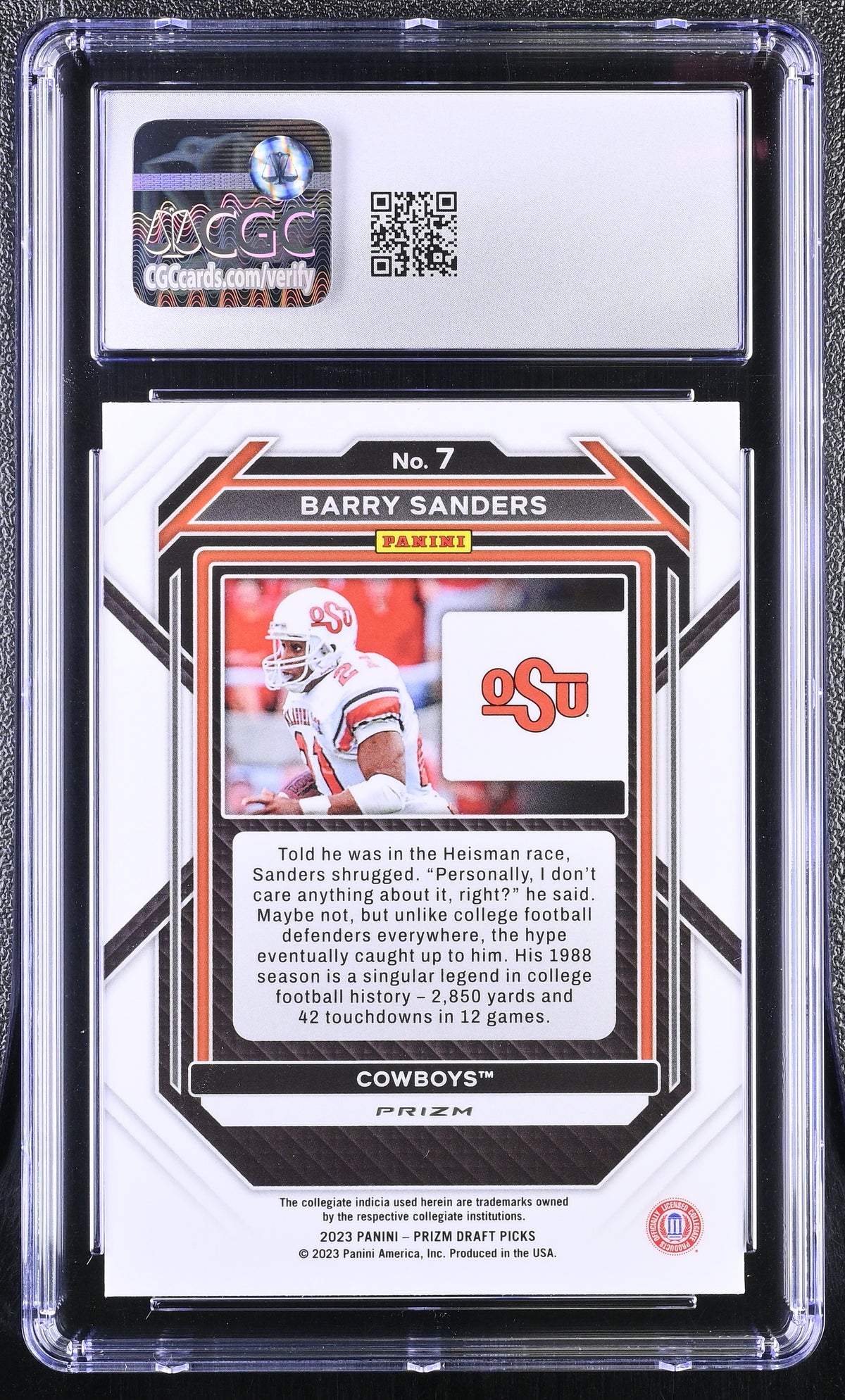 2023 Panini Prizm Draft Picks Barry Sanders Silver #7 CGC 9.5 Oklahoma State