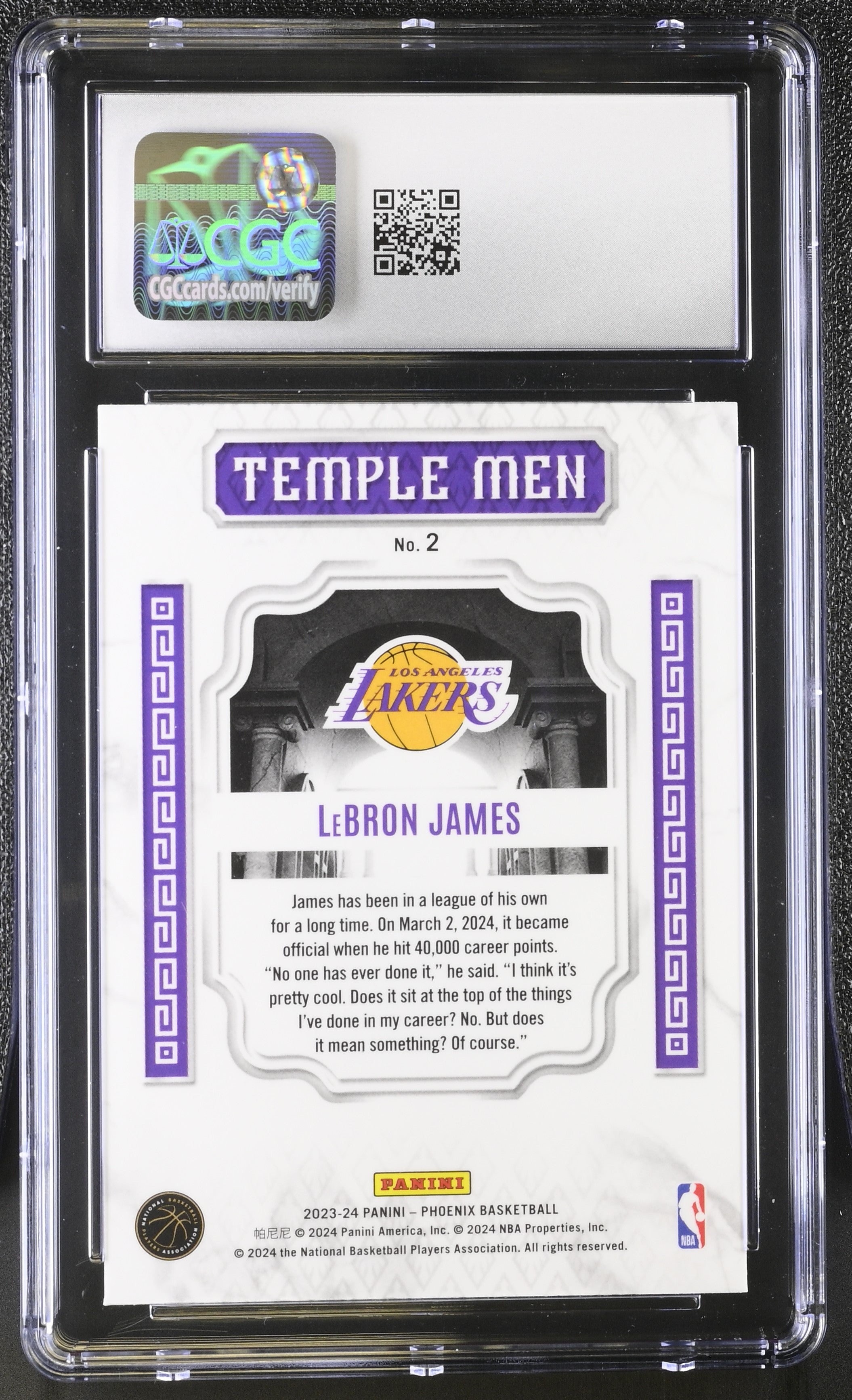 2023-24 Panini Phoenix LeBron James #2 Blue Ice Temple Men CGC 9