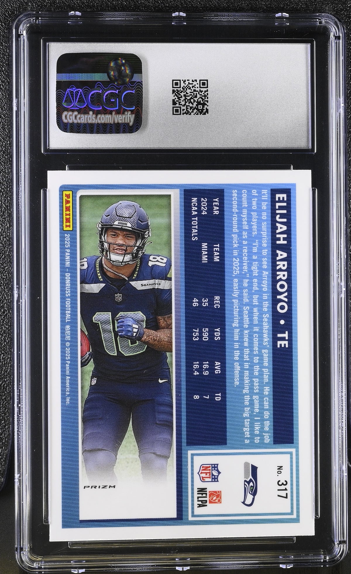 2025 Donruss Elijah Arroyo Red Wave Optic Preview #317 CGC 9.5 Seattle Seahawks