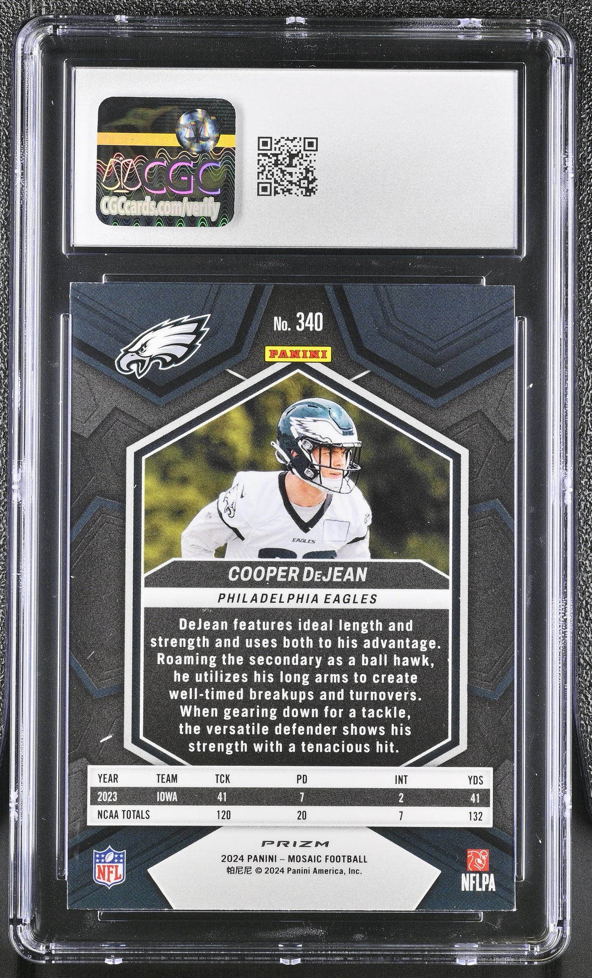 2024 Panini Mosaic Cooper DeJean Green Rookie #340 CGC 8.5 Philadelphia Eagles