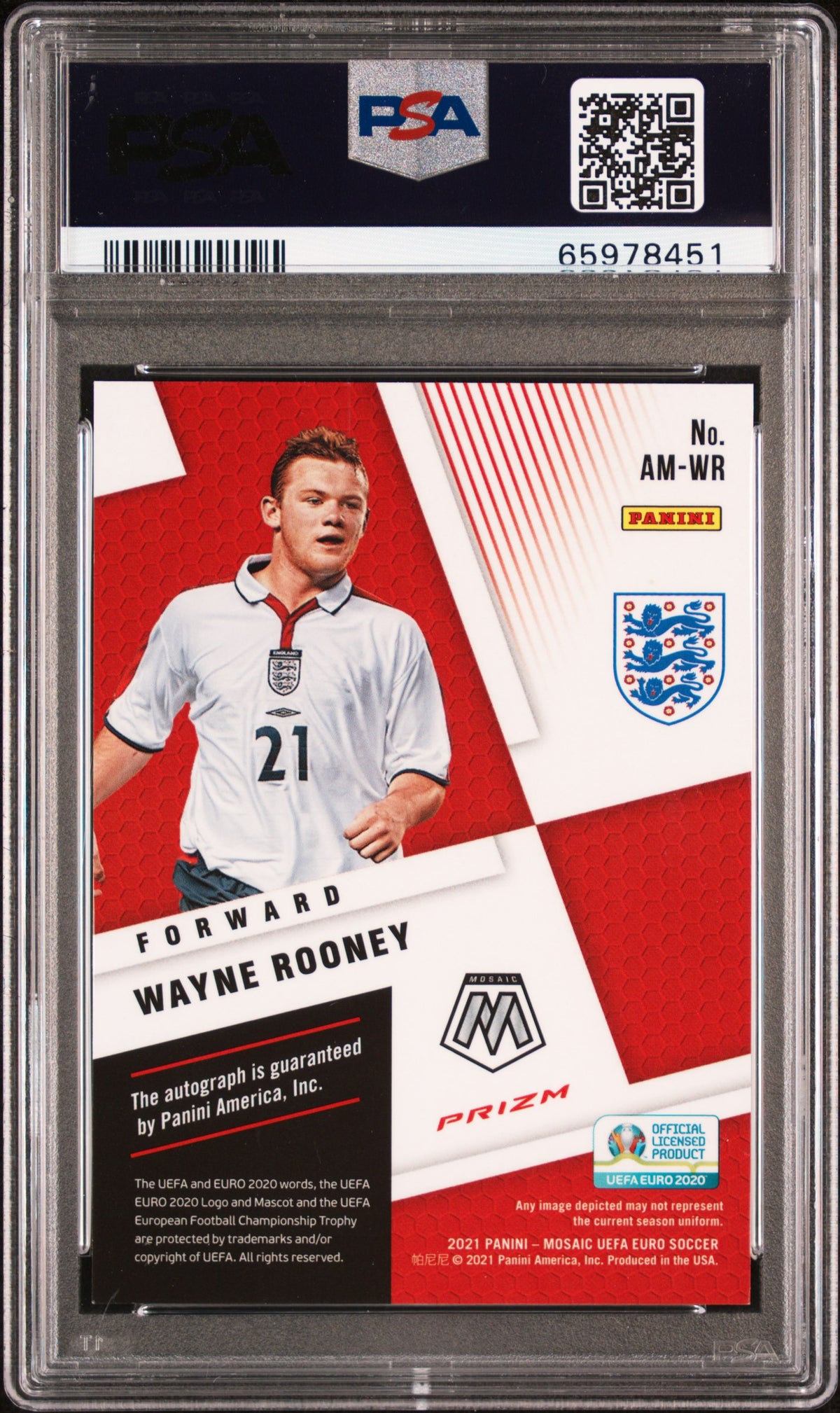 2020 Panini Mosaic UEFA Euro 2020 Autograph Wayne Rooney #WR PSA 9 England