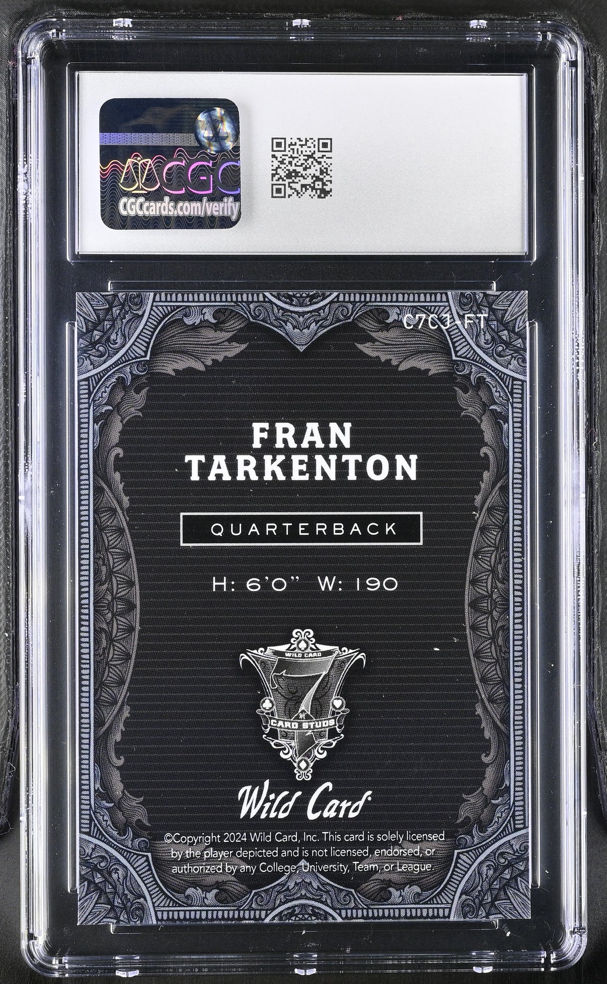 2024 Wild Card 7 Studs Promo Fran Tarkenton 1/1 Joker #C7CJ-FT CGC 10 Vikings
