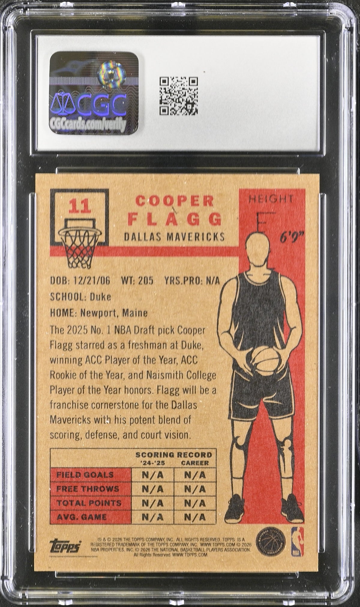 2025-26 Topps Living Set Cooper Flagg Rookie #11 CGC 9.5 Dallas Mavericks