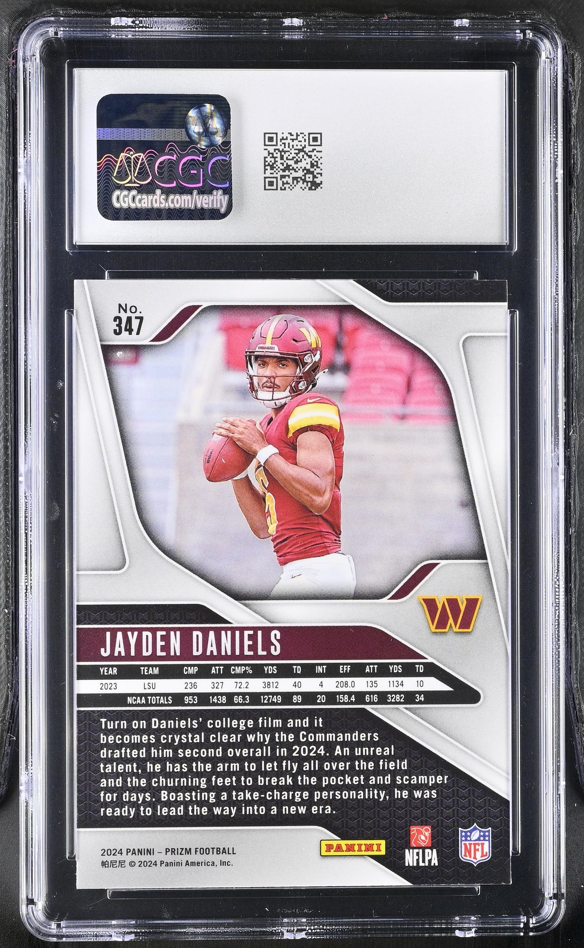 2024 Panini Prizm Jayden Daniels Rookie #347 CGC 10 Washington Commanders