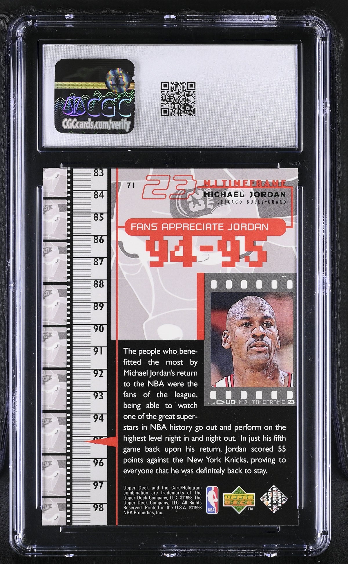 1998 Upper Deck MJ Living Legend Michael Jordan #71 CGC 9 Chicago Bulls