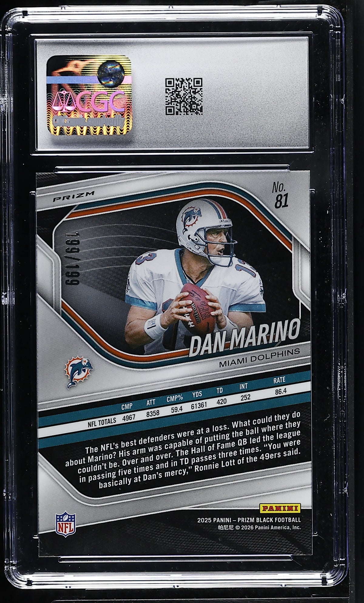 2025 Panini Prizm Black Dan Marino Blue #81 CGC 9