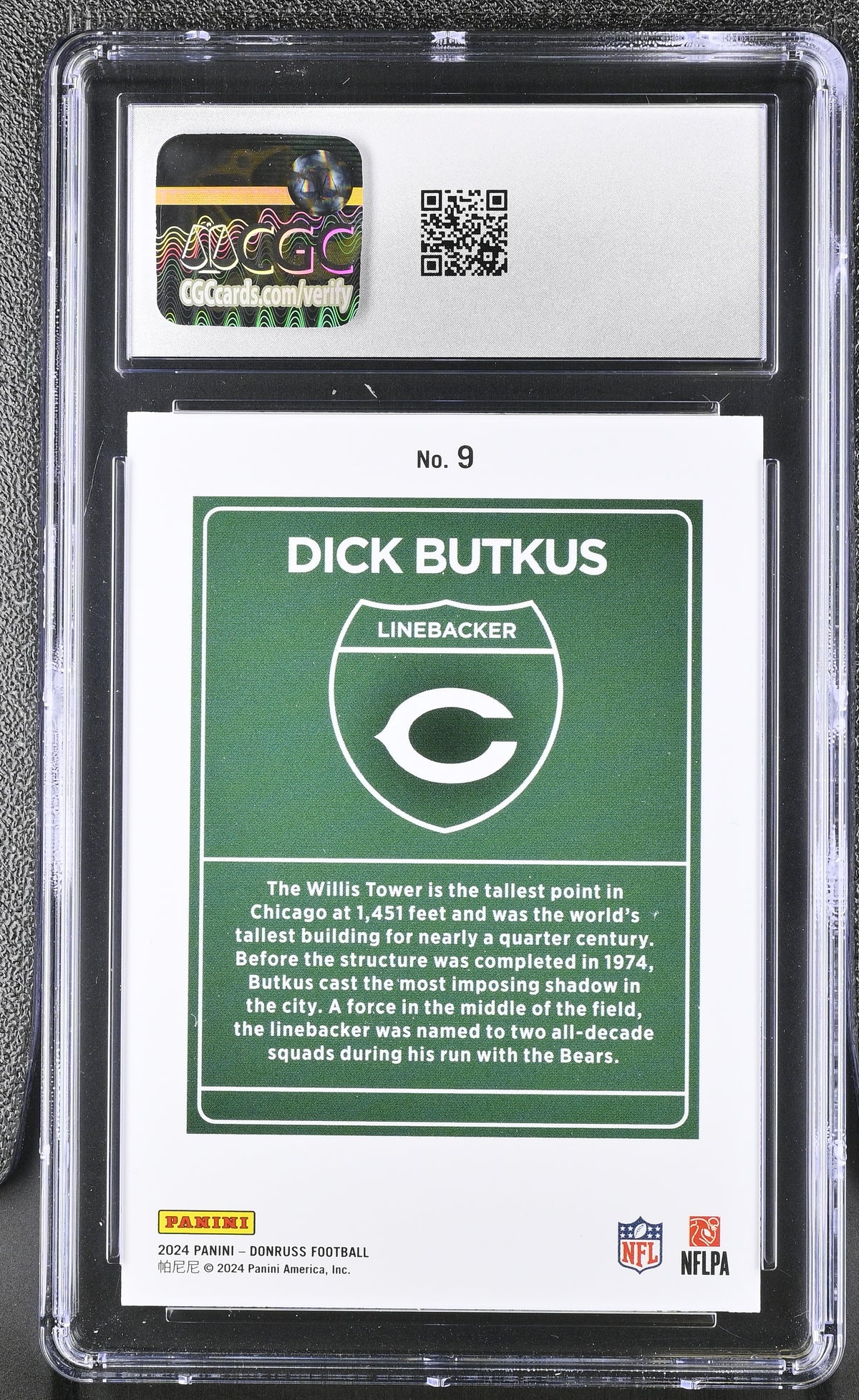 2024 Donruss Dick Butkus Downtown #9 CGC 10 Chicago Bears