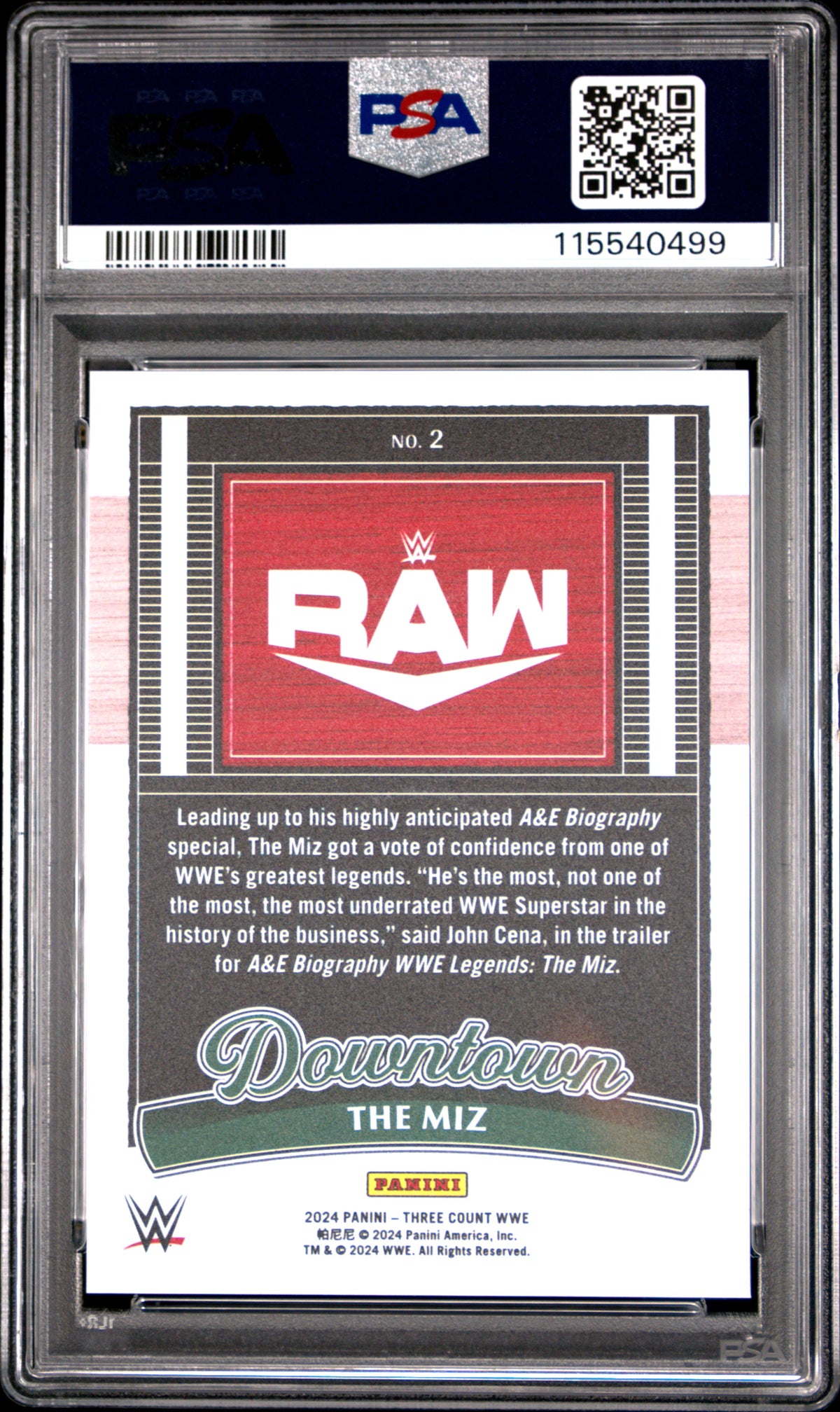 2024 Panini Three Count WWE Downtown The Miz #2 PSA 9
