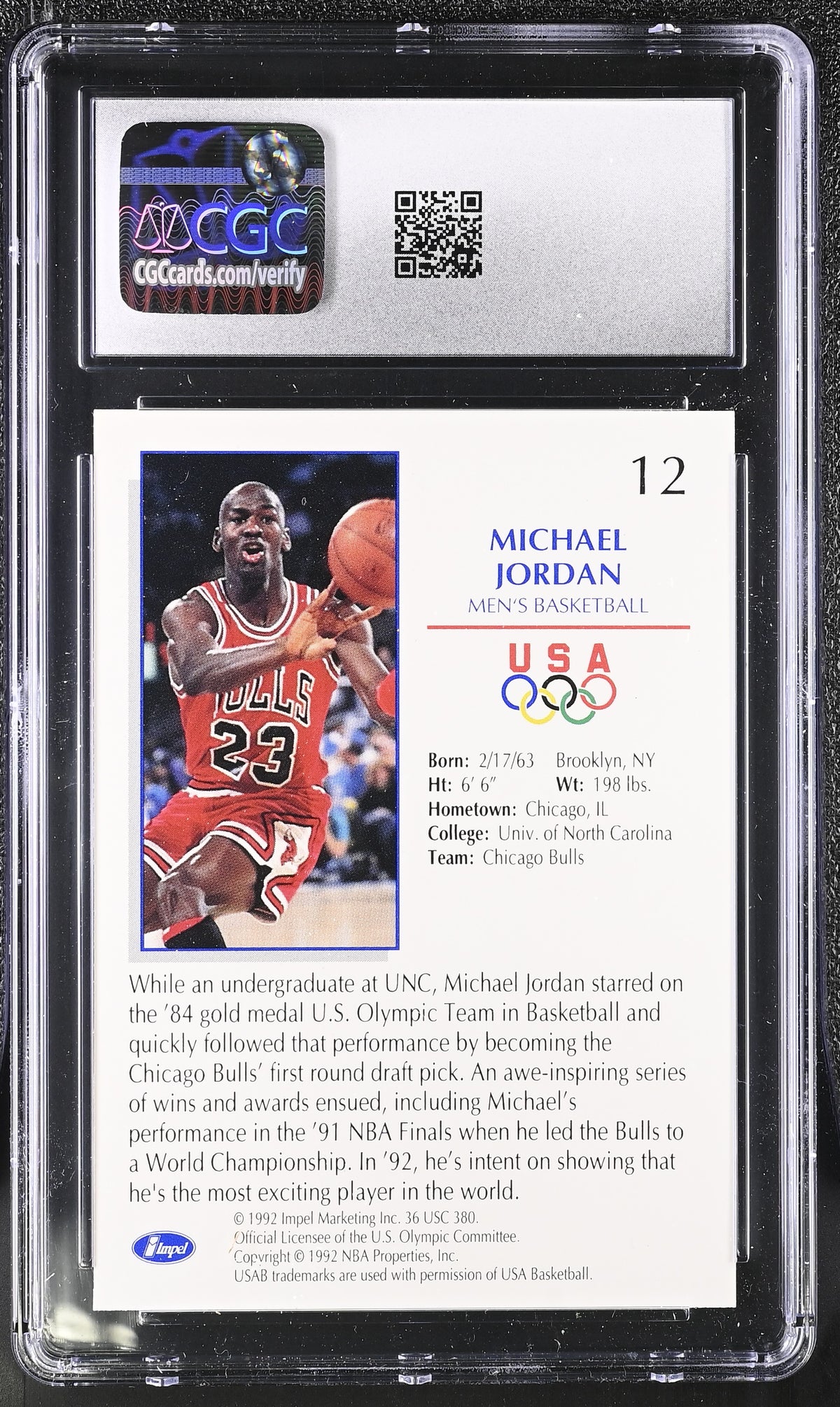 1992 Impel Olympicards Michael Jordan #12 CGC 9