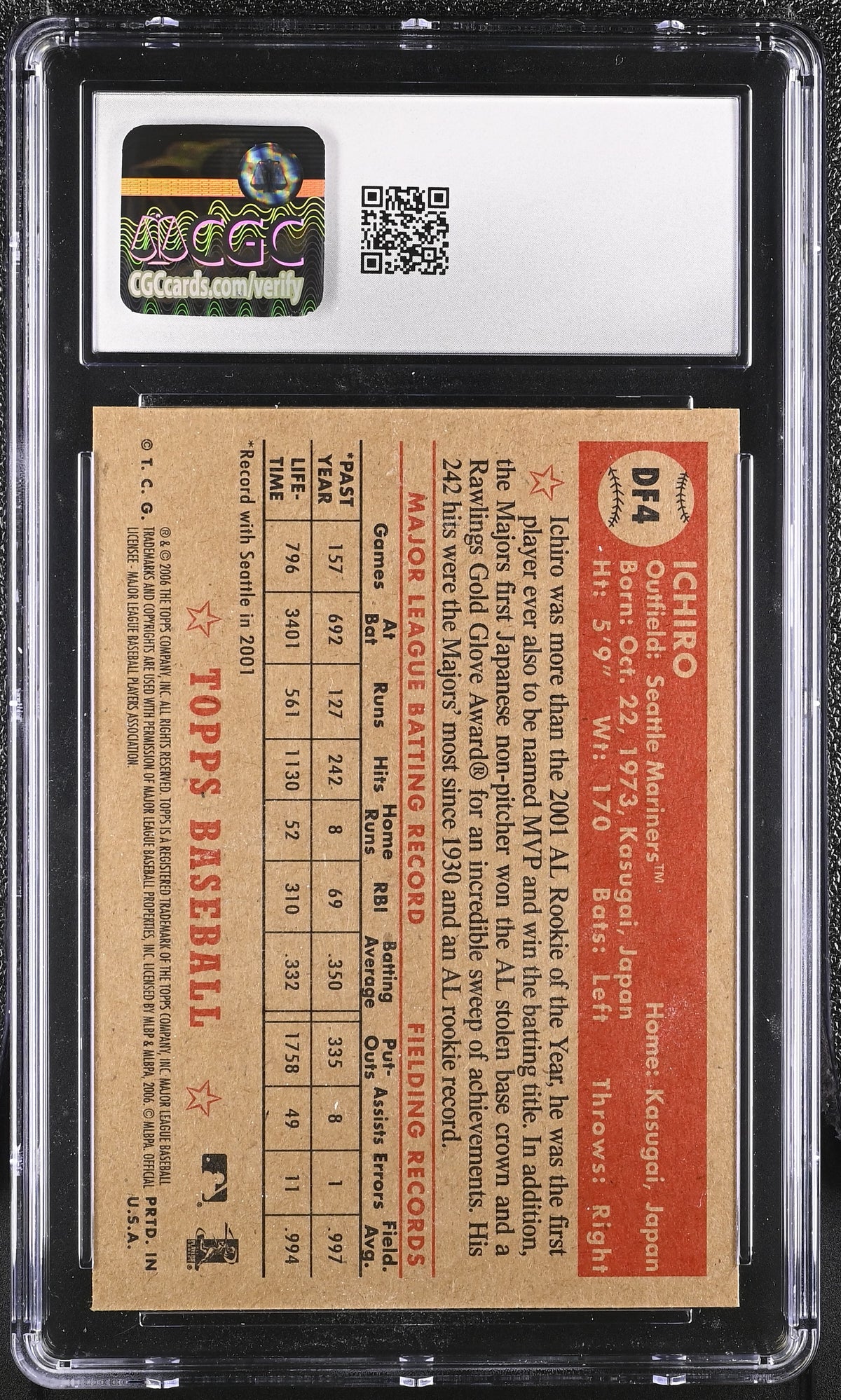 2006 Topps '52 Ichiro Suzuki Debut Flashbacks #DF4 CGC 9.5 Seattle Mariners