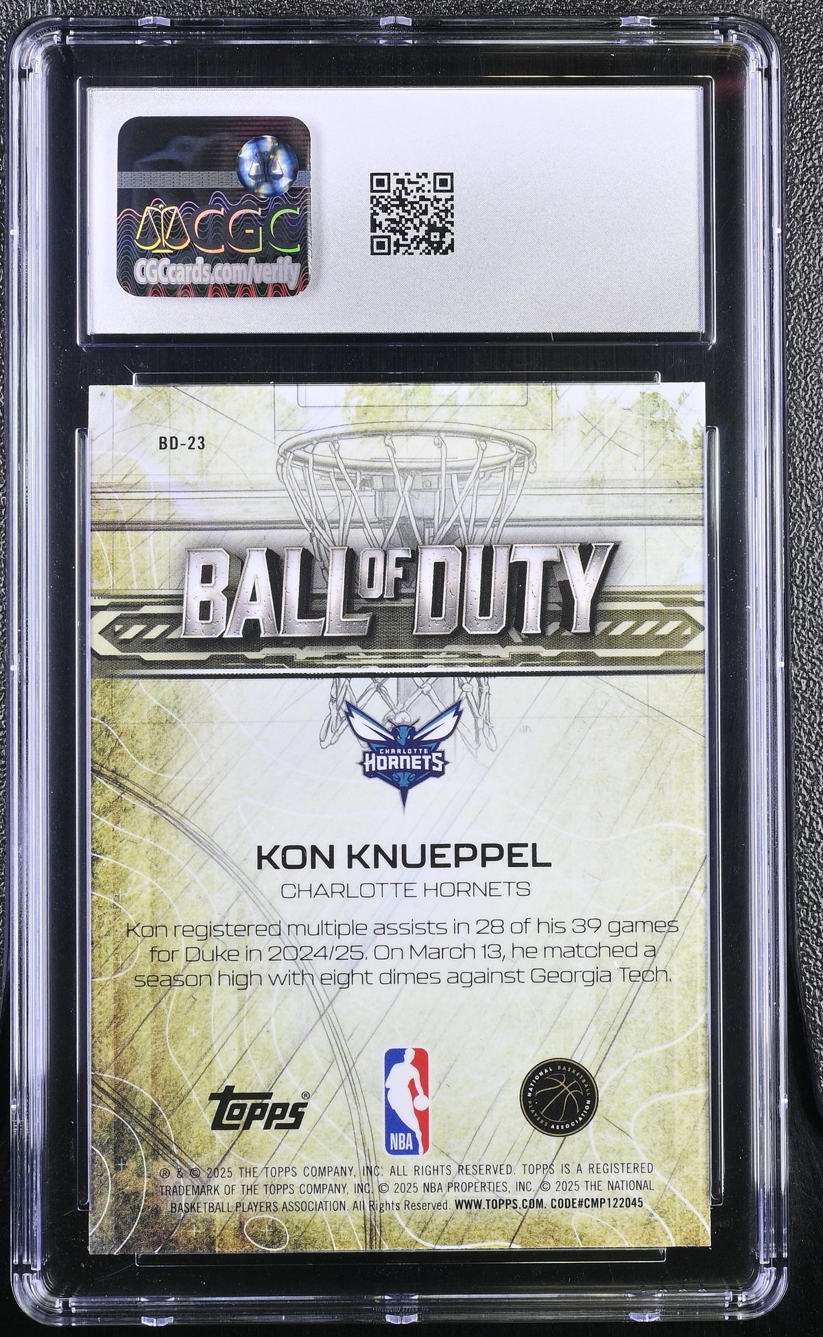 2025-26 Topps Chrome Kon Knueppel Refractor /299 Rookie Ball of Duty #23 CGC 10