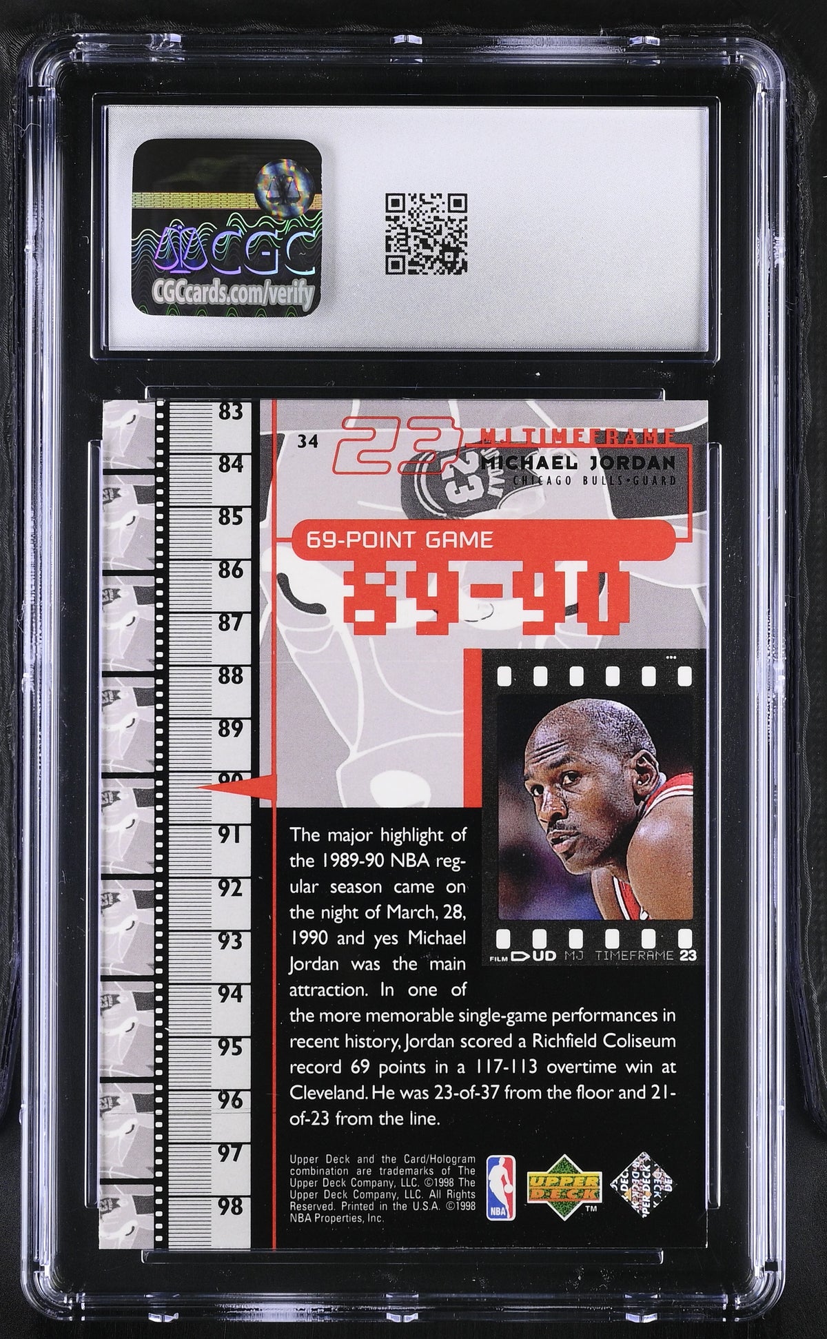 1998 Upper Deck MJ Living Legend Michael Jordan #34 CGC 9 Chicago Bulls