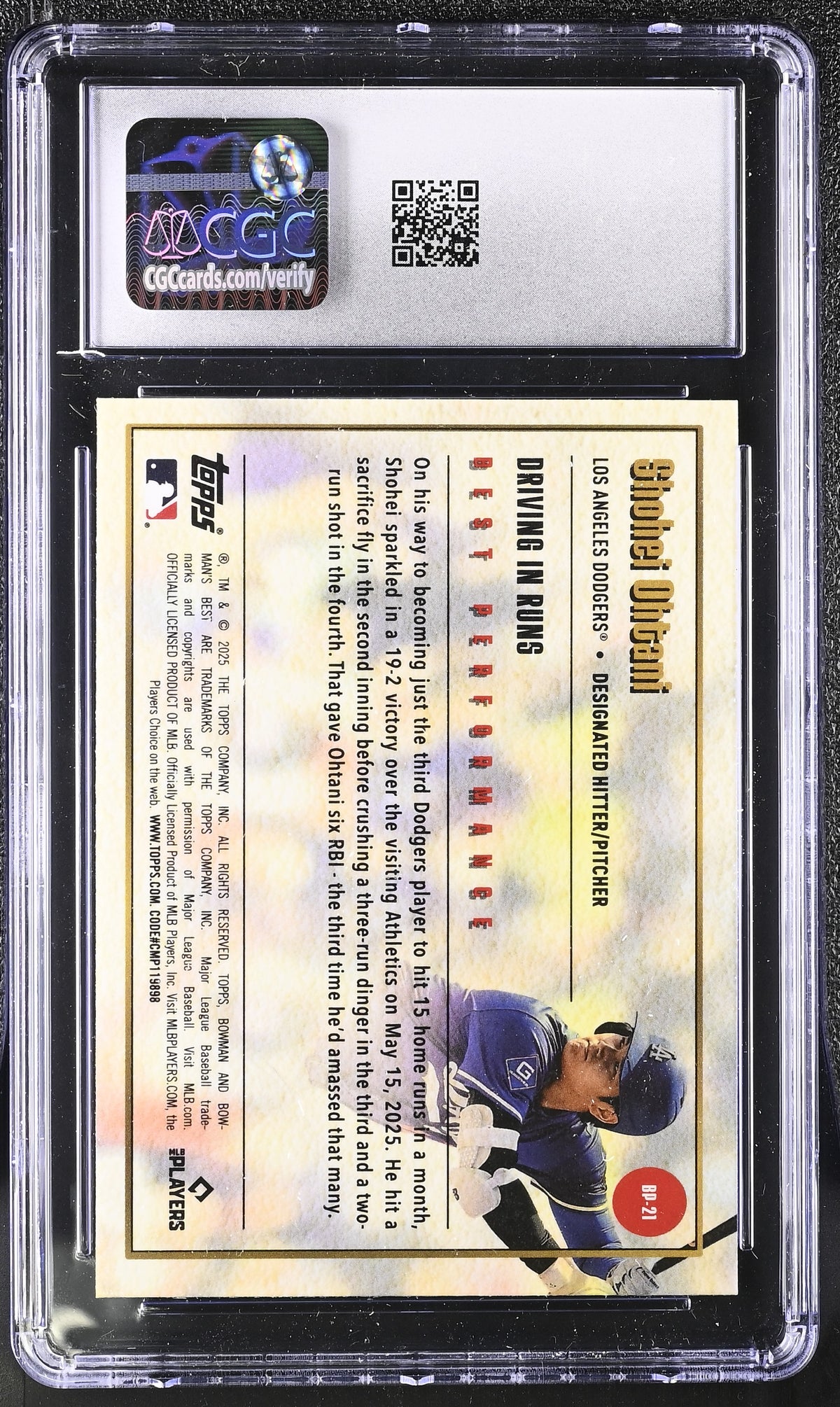 2025 Best Shohei Ohtani Best Performances #BP-21 CGC 9.5 Los Angeles Dodgers