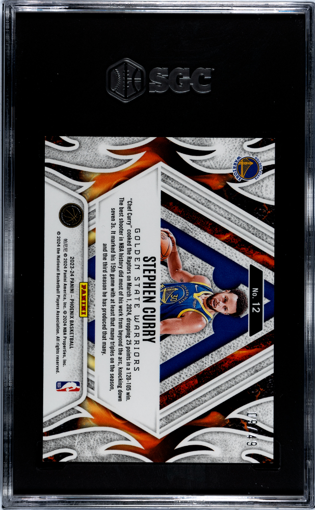 2023 Panini Phoenix Stephen Curry Fire Forged Orange 49 #12 SGC 10 Warriors