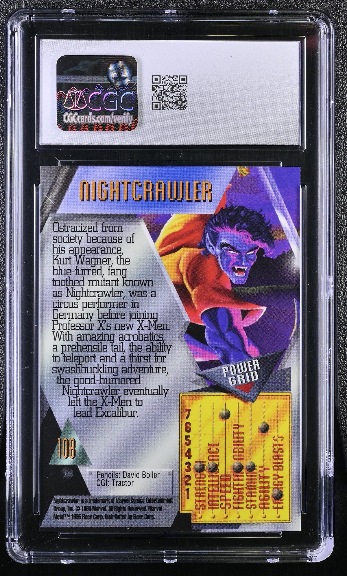 1995 Fleer Marvel Metal Inaugural Edition Nightcrawler #108 CGC 9.5