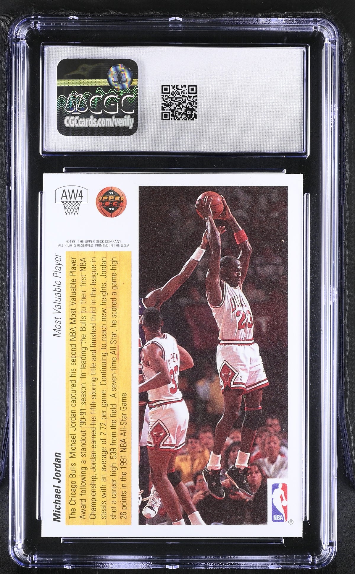 1991-92 Upper Deck Michael Jordan MVP Award Winner Holograms #AW4 CGC 8 Bulls