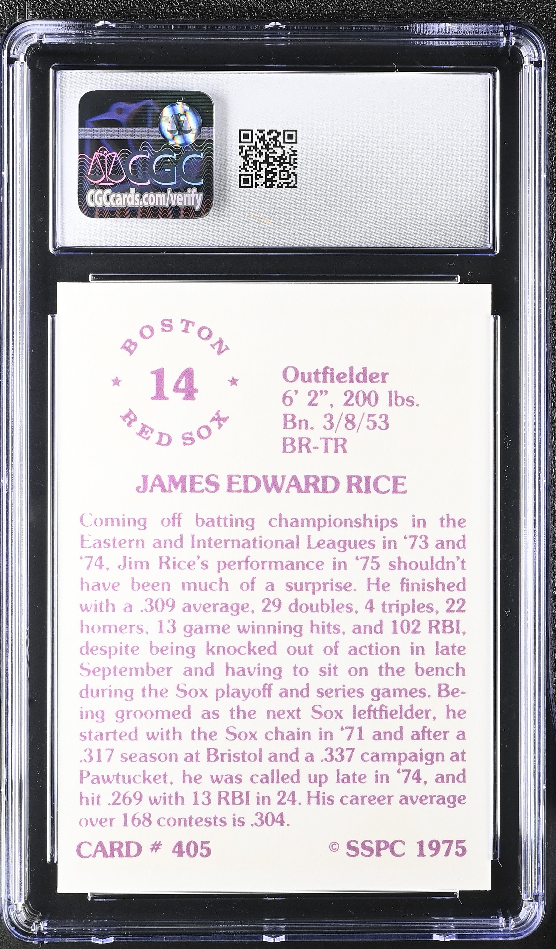 1976 Sspc Jim Rice #405 CGC 9