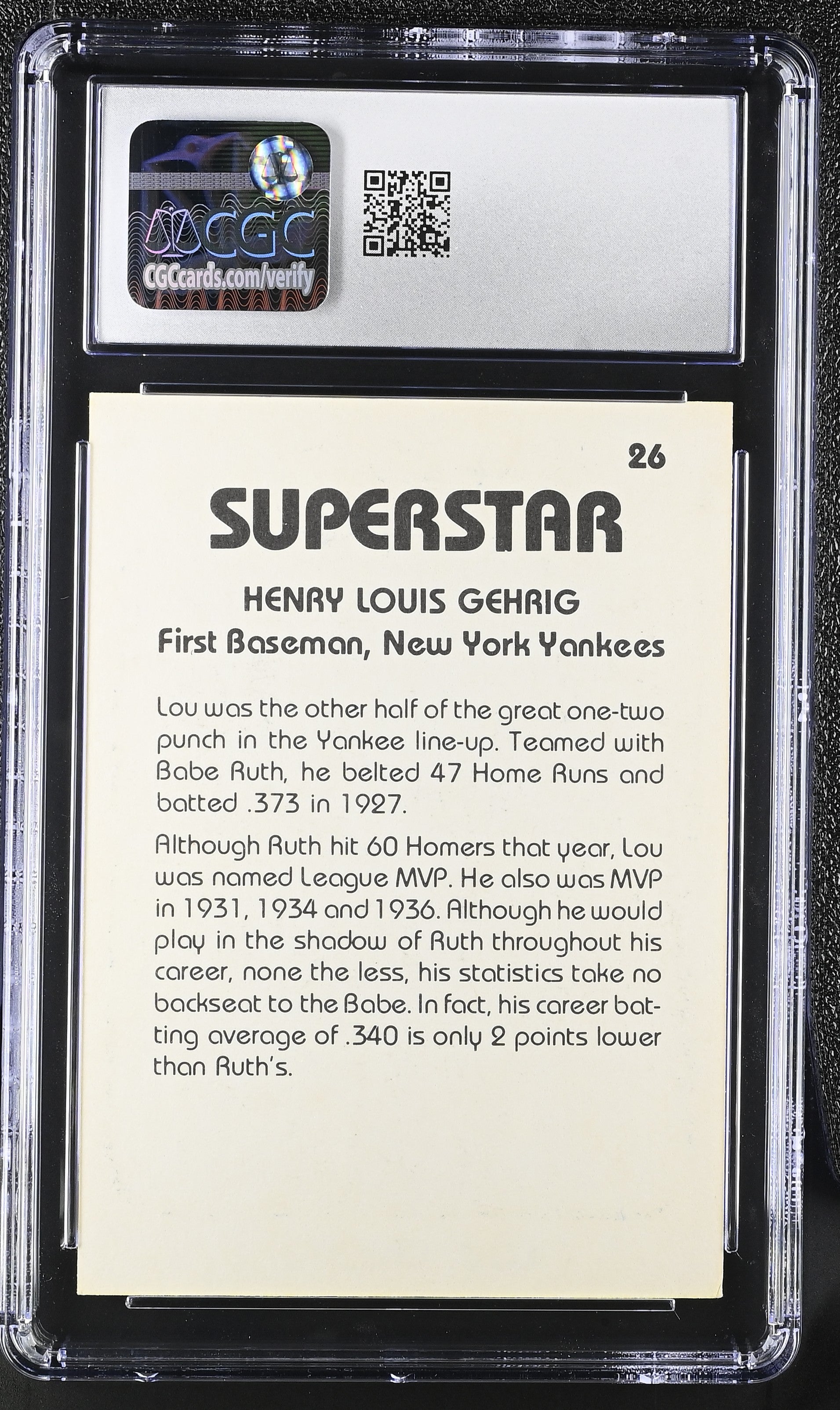 1980 Tcma Superstar Lou Gehrig #26 CGC 7