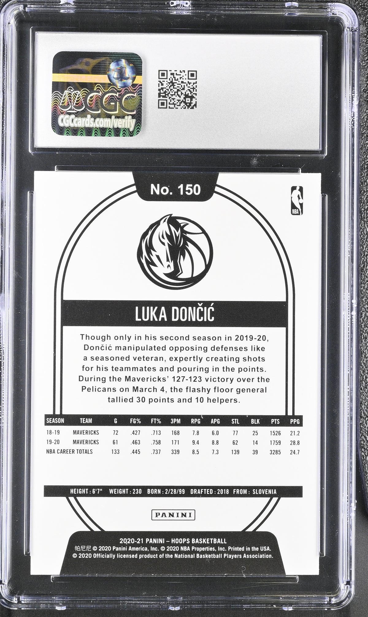 2020-21 Panini Hoops Luka Doncic Hyper Blue #150 CGC 10 Dallas Mavericks