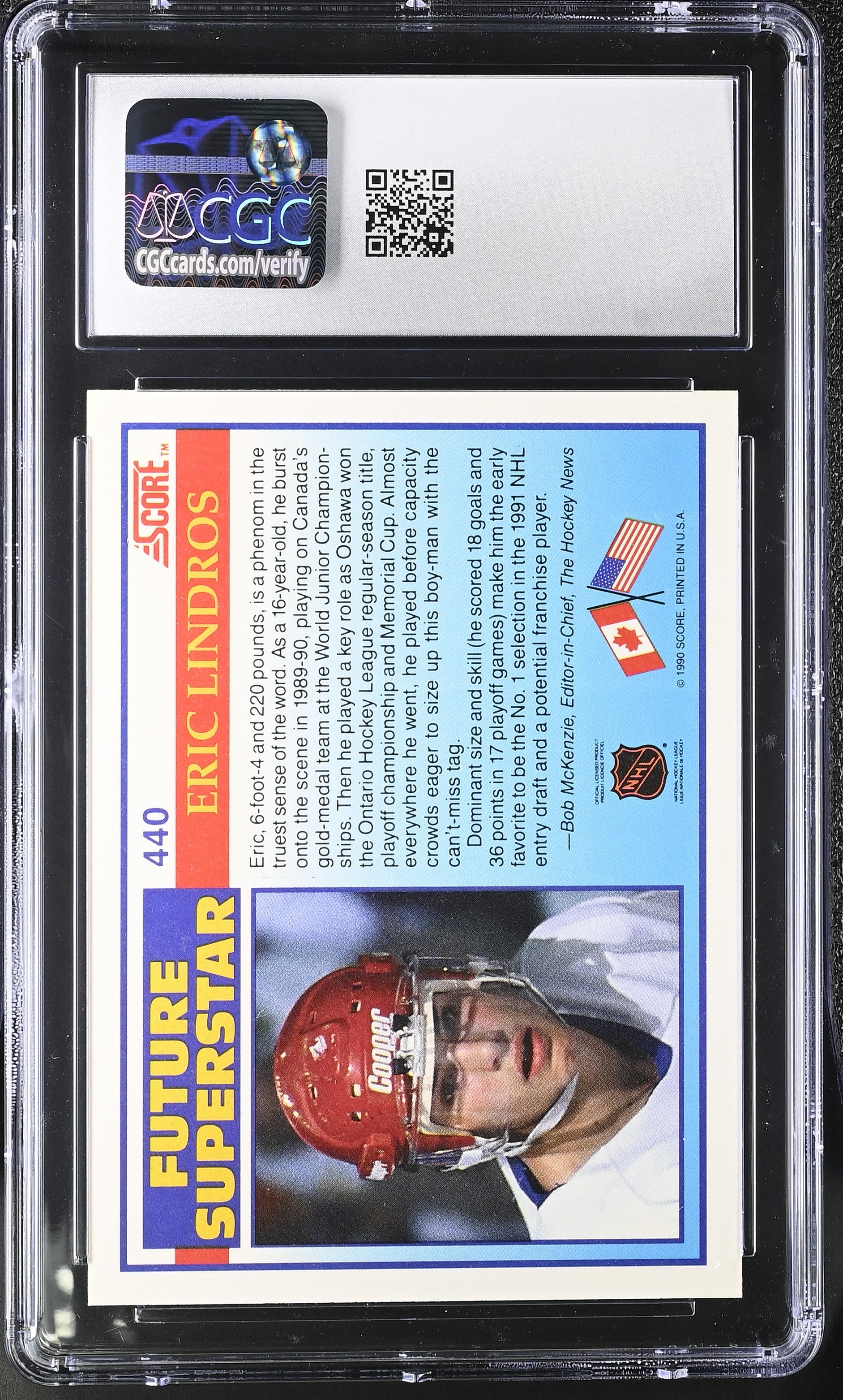 1990-91 Score Eric Lindros #440 CGC 9