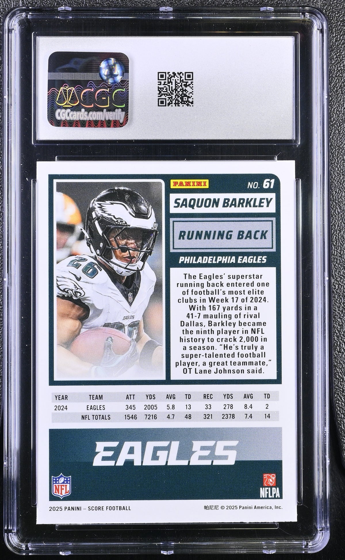 2025 Panini Score-A-Treat Saquon Barkley Pumpkin #61 CGC 10