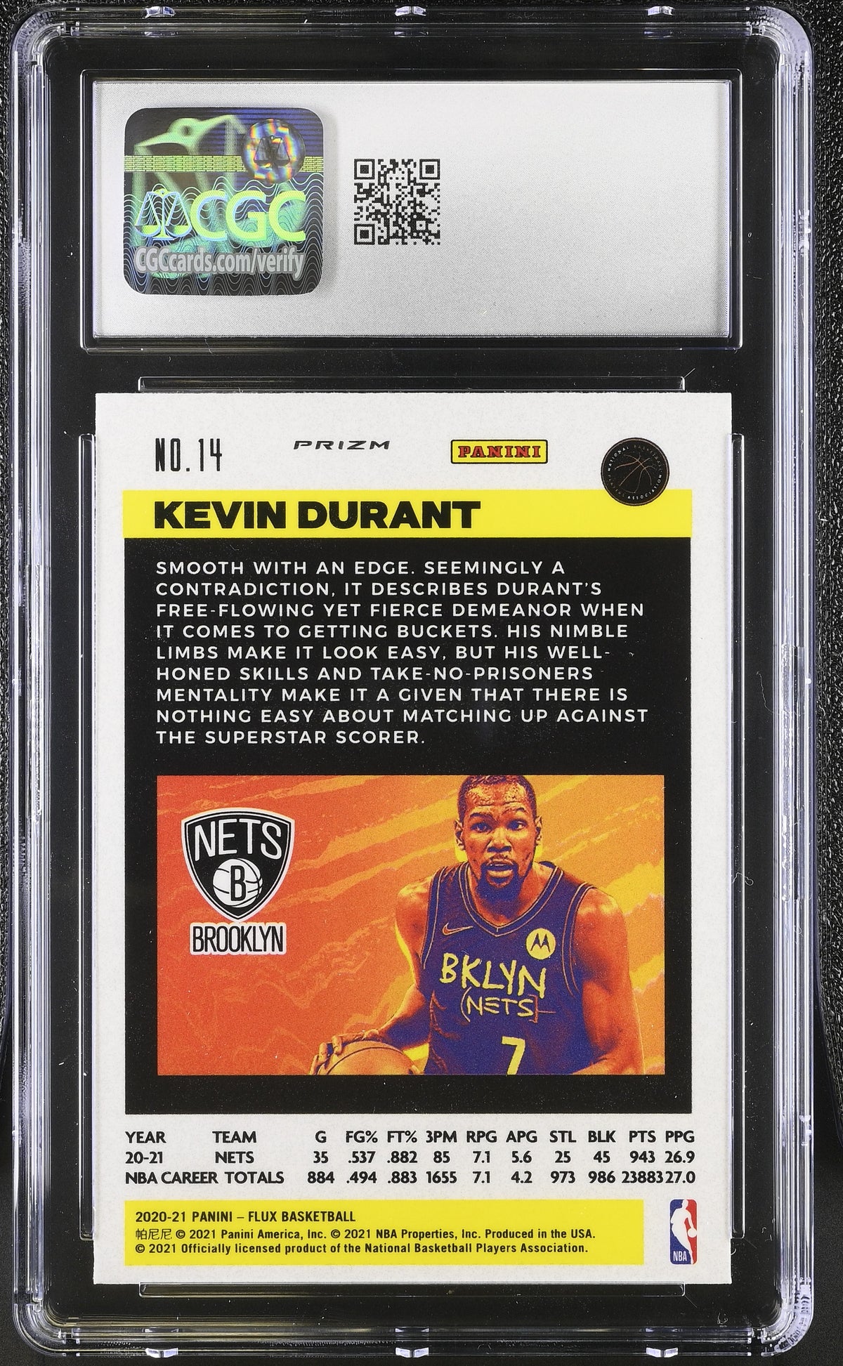 2020-21 Panini Flux Kevin Durant Sunrise #14 CGC 10 Brooklyn Nets