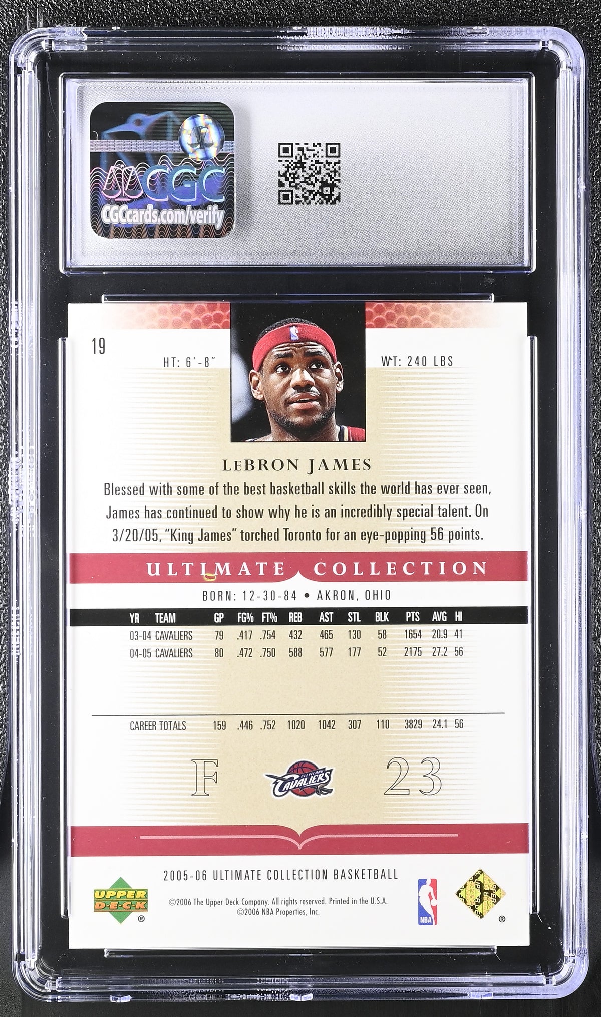 2005-06 Upper Deck Ultimate Collection LeBron James /750 #19 CGC 10 Cavaliers
