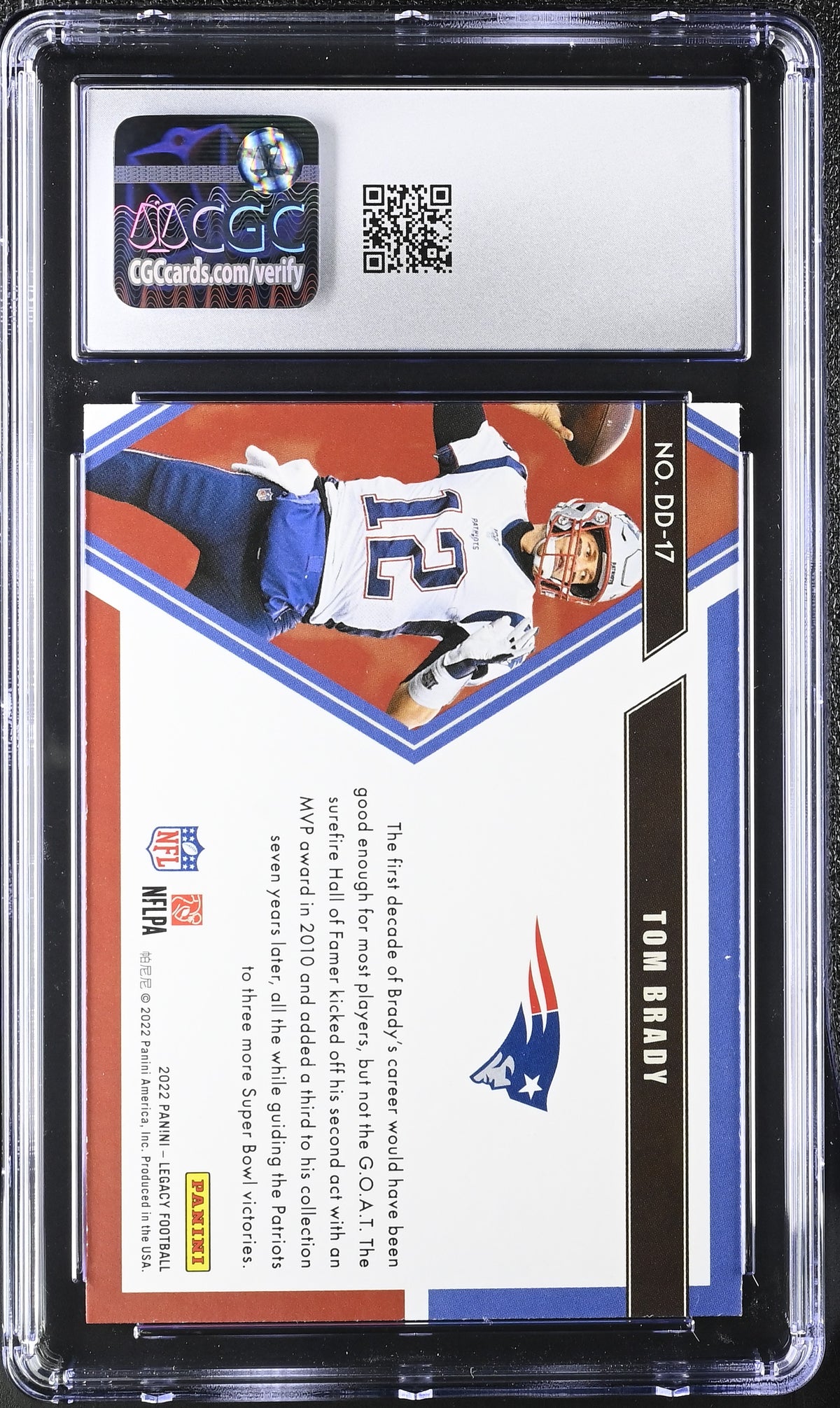 2022 Panini Legacy Tom Brady Decade of Dominance #DD-17 CGC 9 Patriots