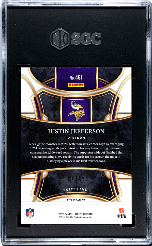 2023 Panini Select Justin Jefferson Red Disco Prizm /49 #461 SGC 10 Vikings