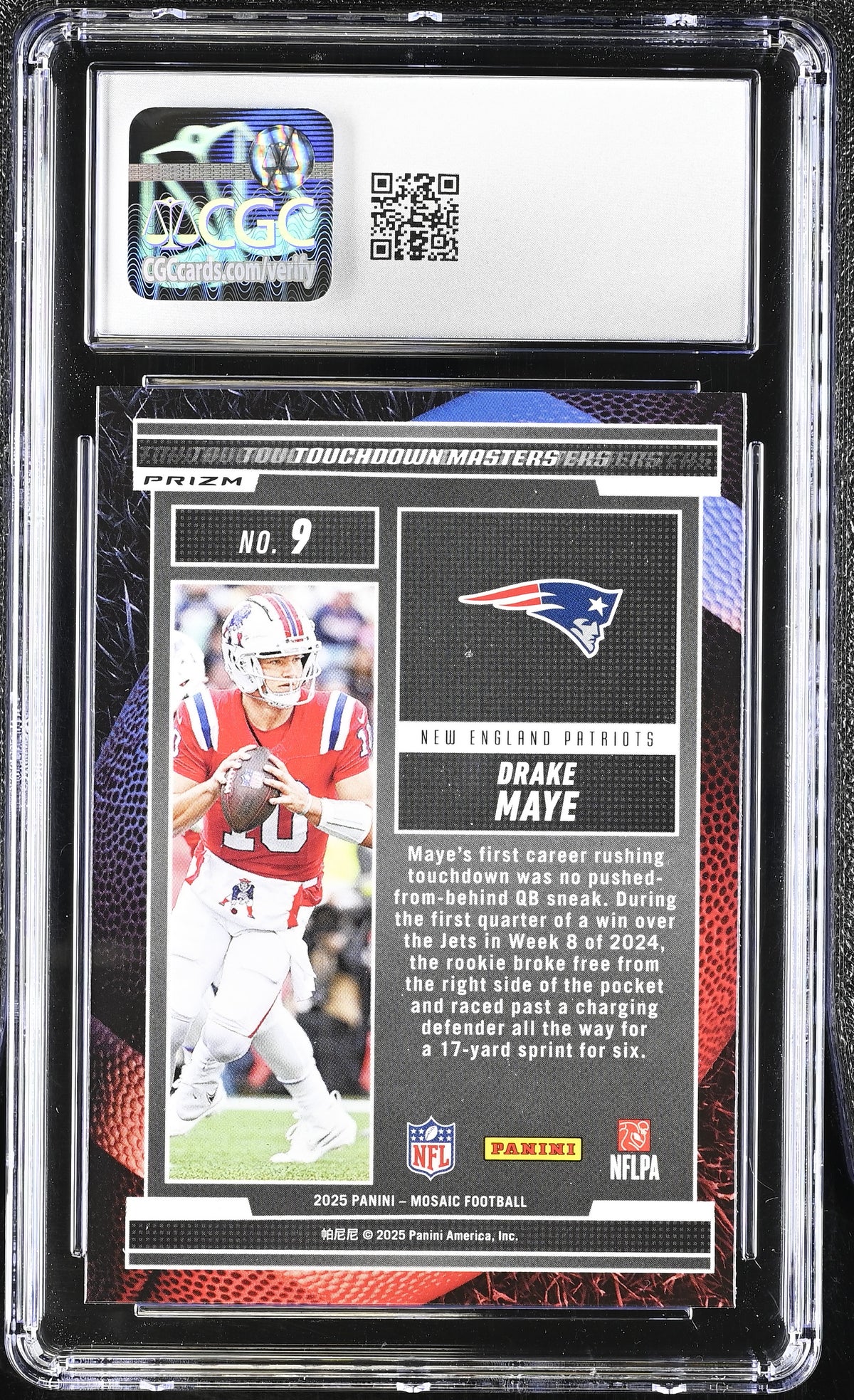 2025 Panini Mosaic Drake Maye Red Touchdown Masters #9 CGC 10 Patriots