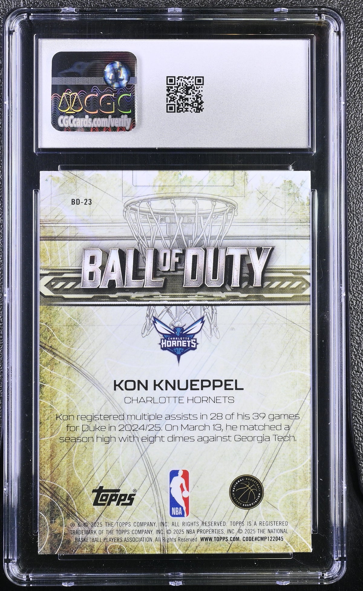 2025-26 Topps Chrome Kon Knueppel Rookie Ball of Duty #BD-23 CGC 10 Hornets