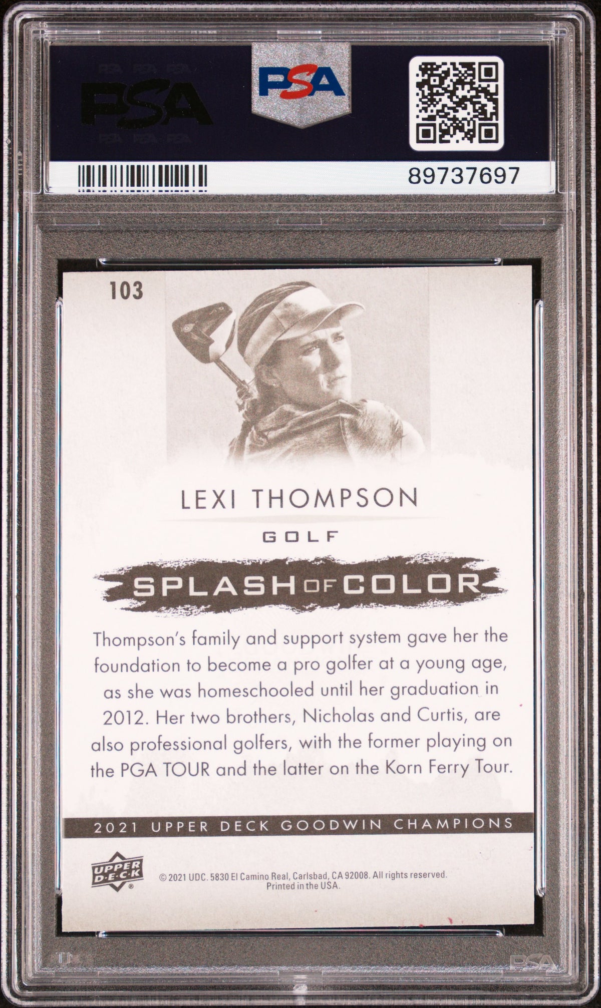 2021 Goodwin Champions Lexi Thompson Splash Of Color Auto PSA Authentic