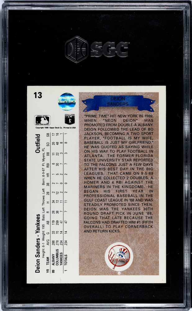 1990 Upper Deck Deion Sanders #13 SGC 9