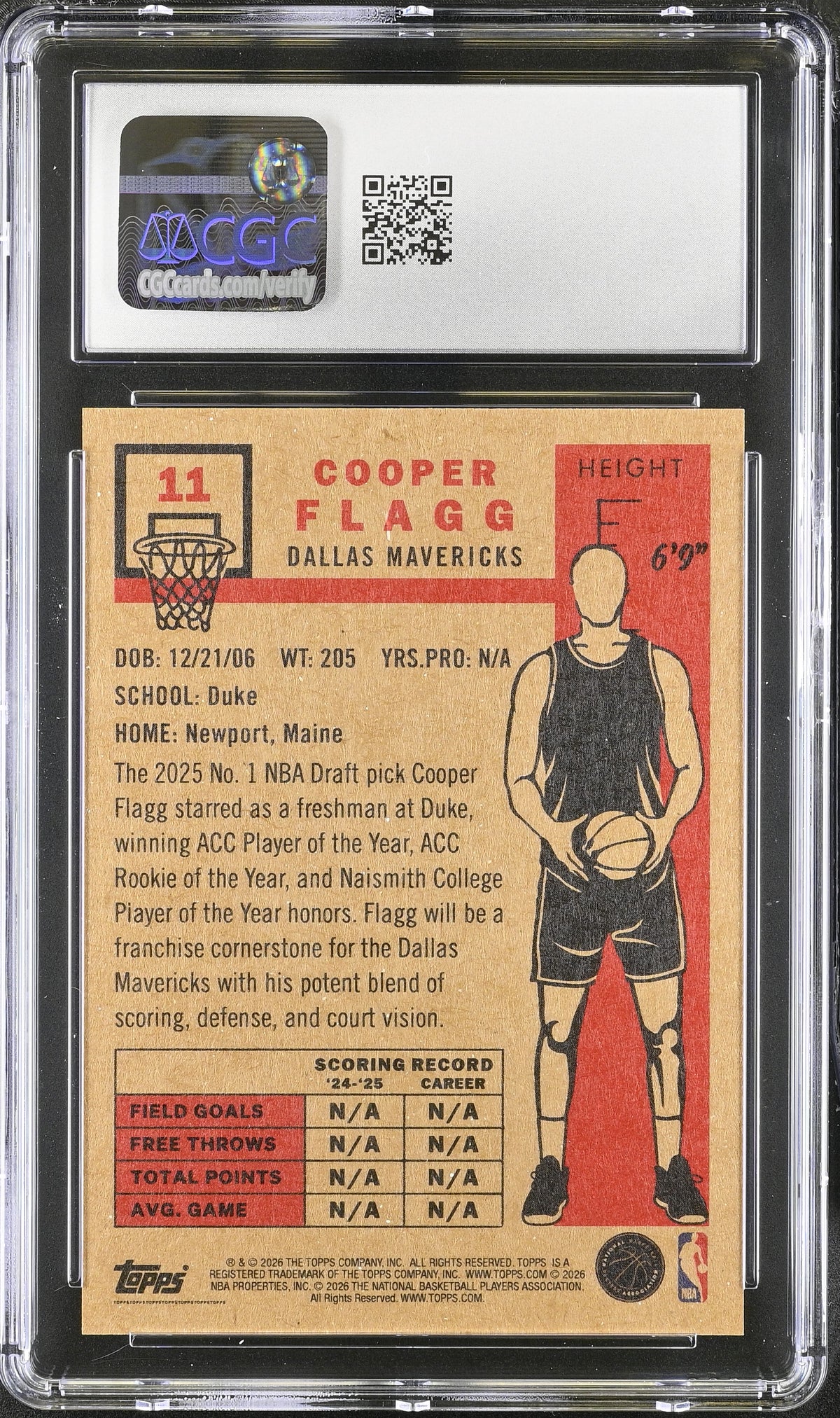 2025-26 Topps Living Set Cooper Flagg Rookie #11 CGC 10 Dallas Mavericks
